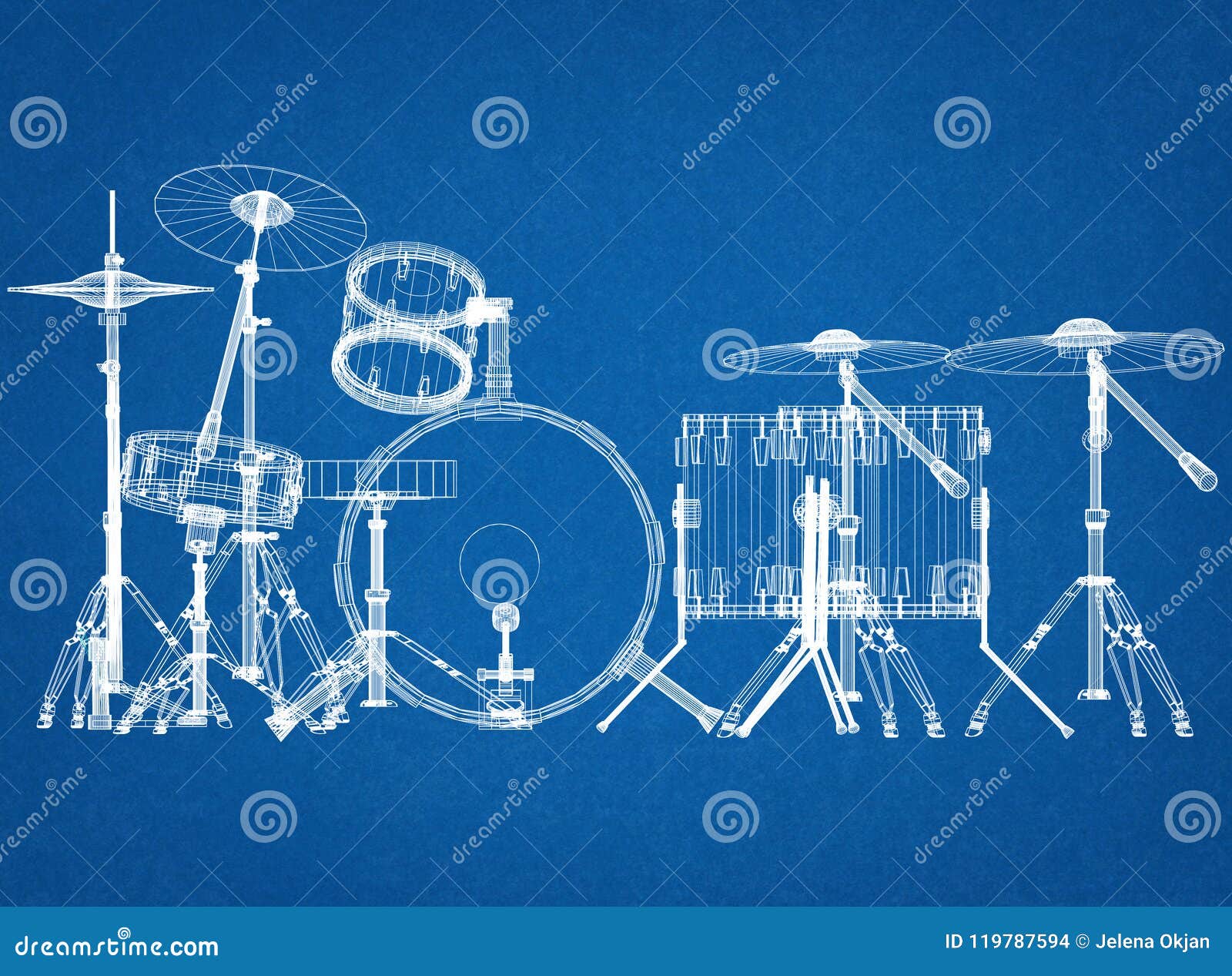 Drums Architect Blueprint stock photo. Image of drummer 119787594