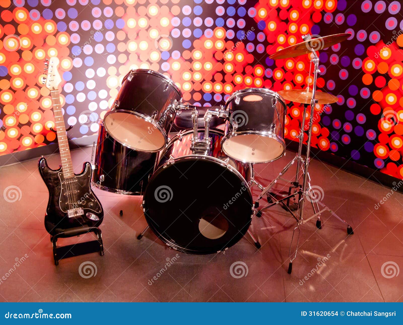 Drums and guitar stock photo. Image of performance, guitar 31620654