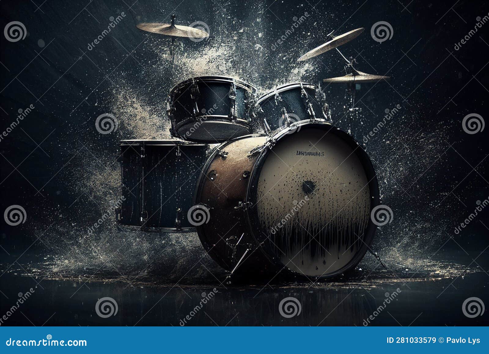 Drums Musical Instrument. AI Generated Stock Illustration
