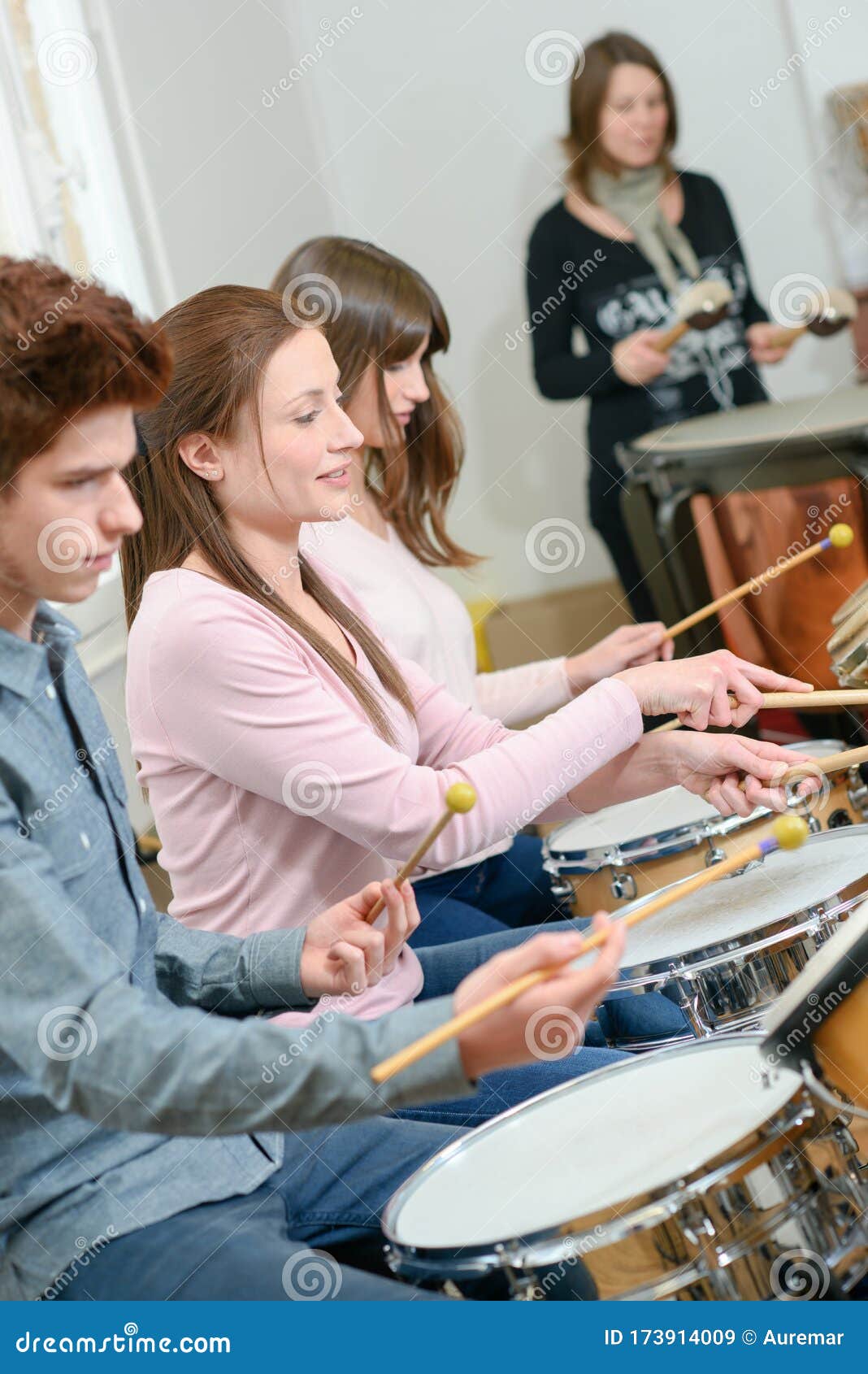 Drums Students during Music Class Stock Image Image of cheerful