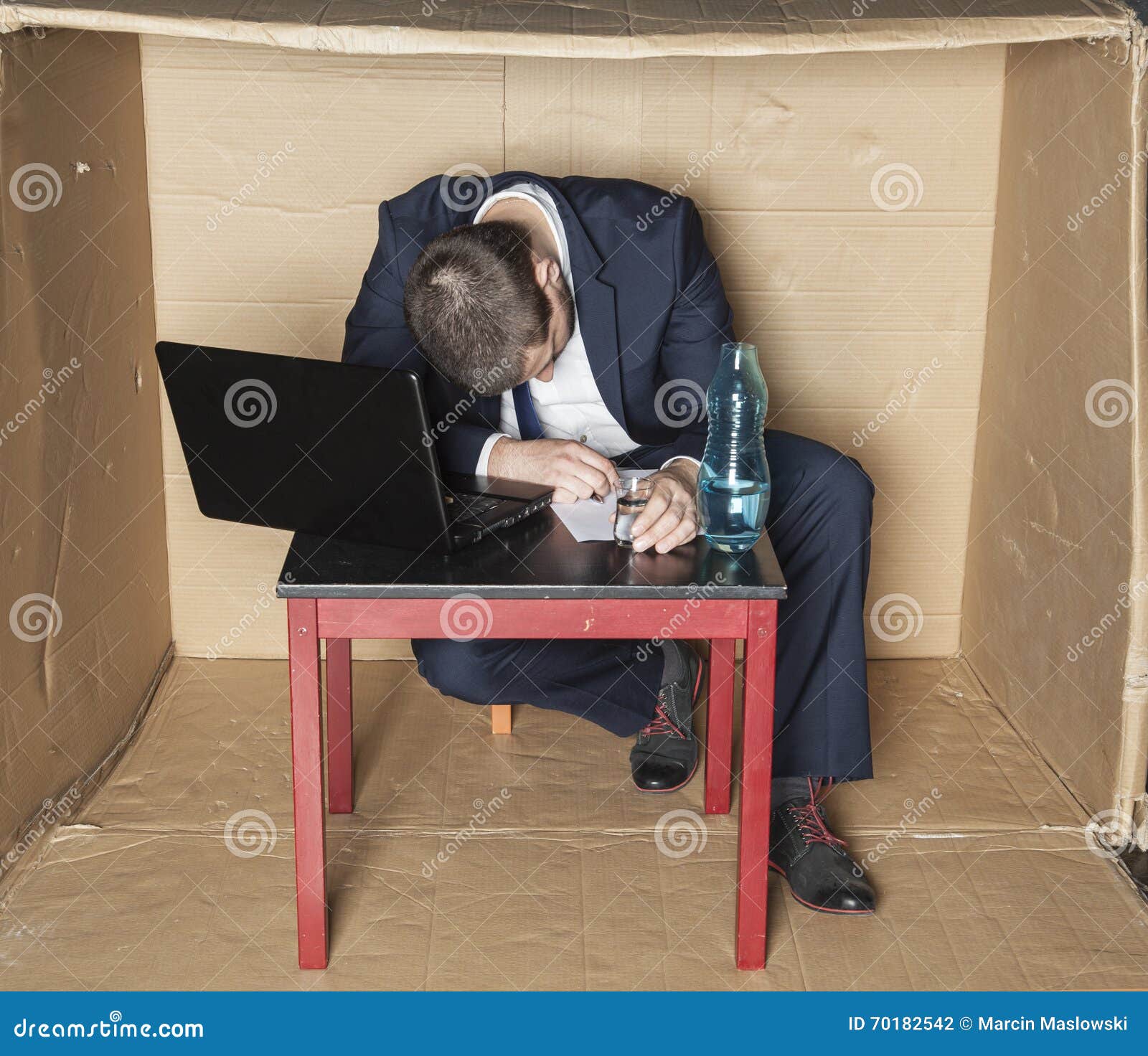 Drunk Businessman Asleep At His Desk Stock Photo Image Of