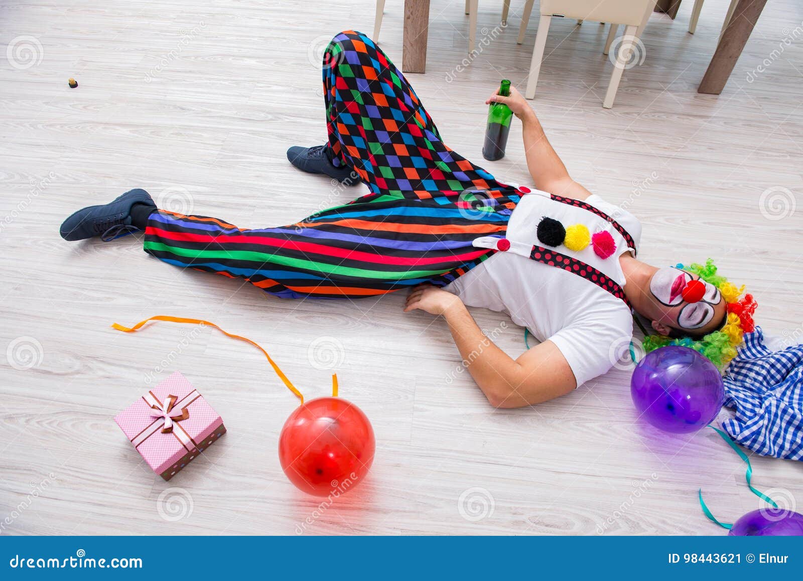 The Drunk Clown Celebrating Having a Party at Home Stock Image Image
