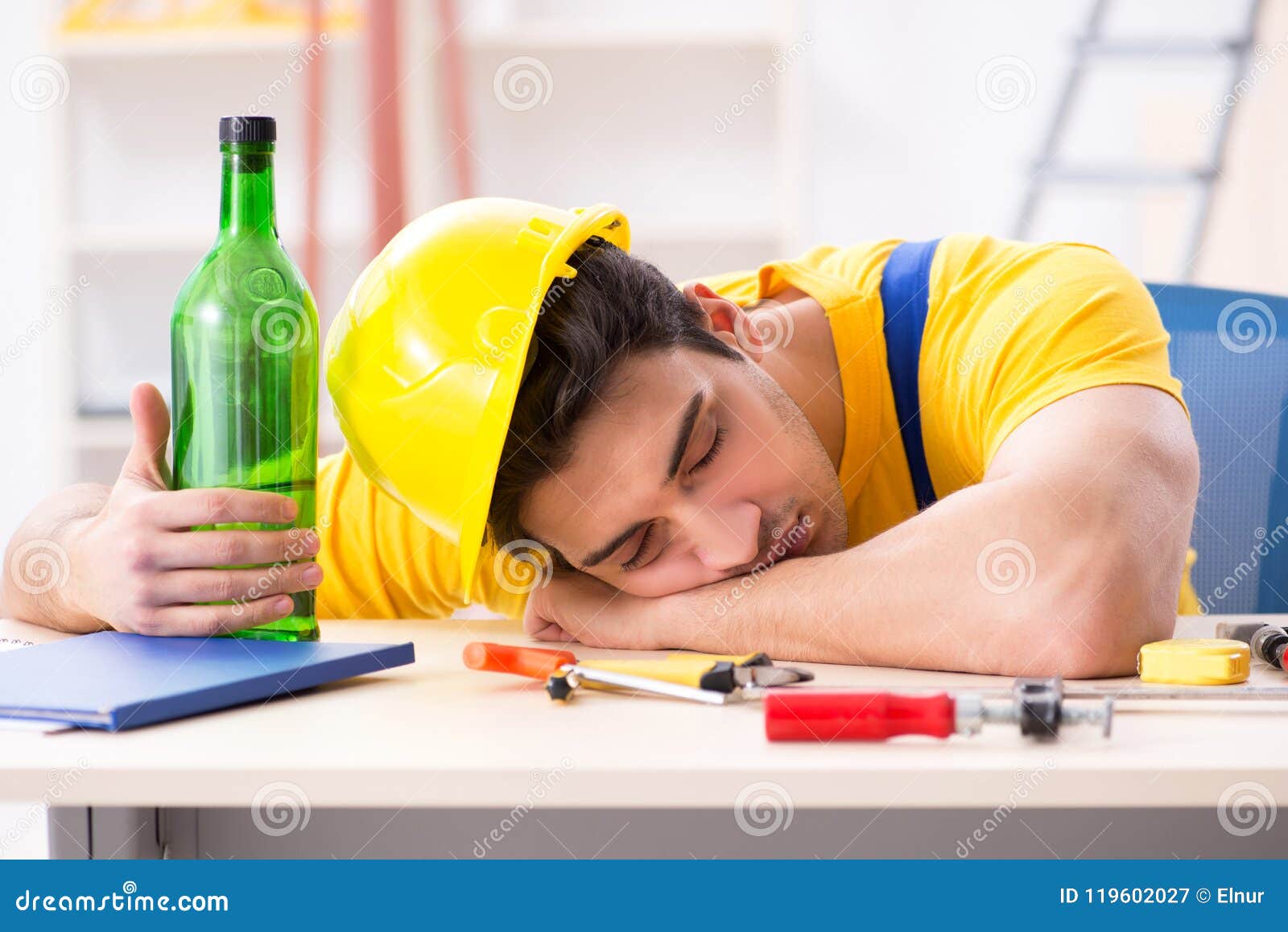 The Drunk Engineer Working in the Stock Image Image of