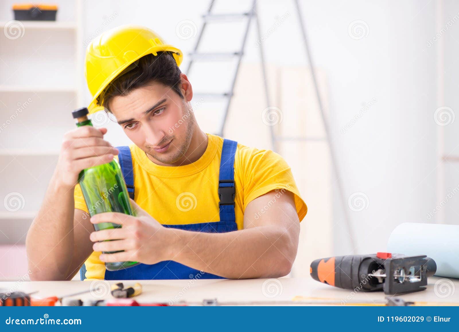 The Drunk Engineer Working in the Stock Image Image of