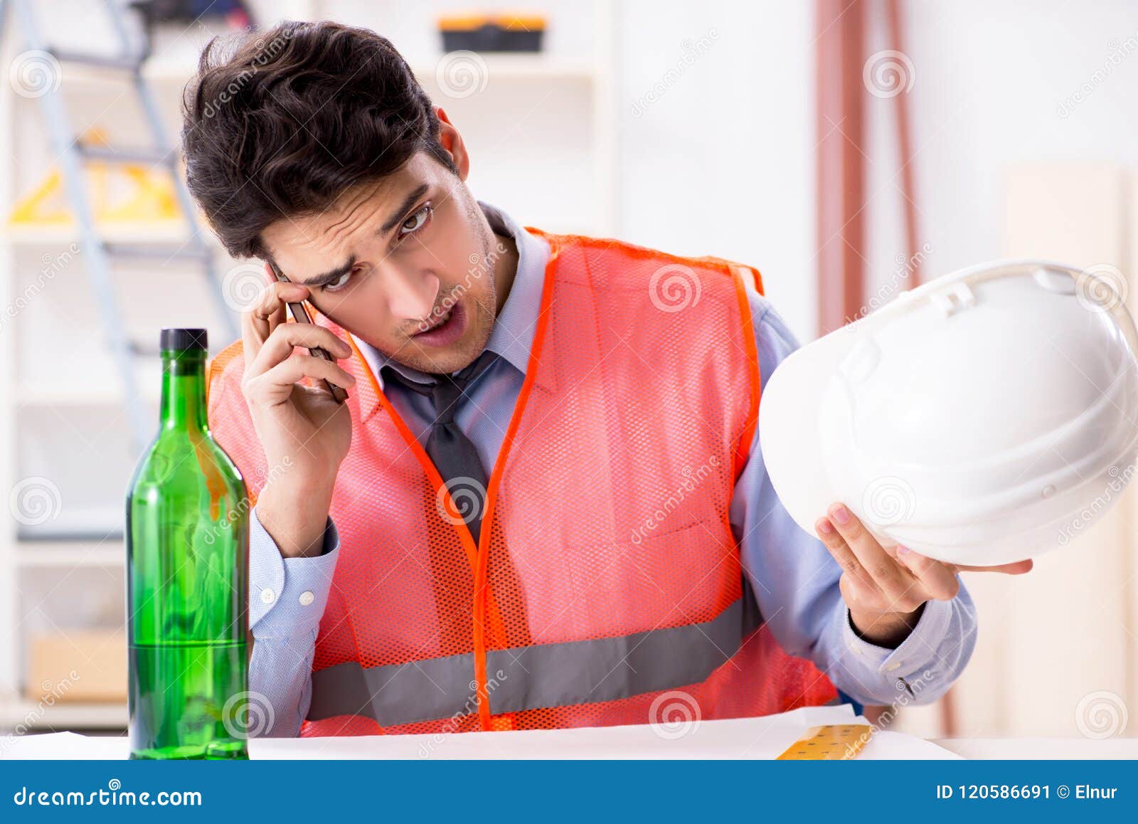 The Drunk Engineer Working in the Stock Image Image of