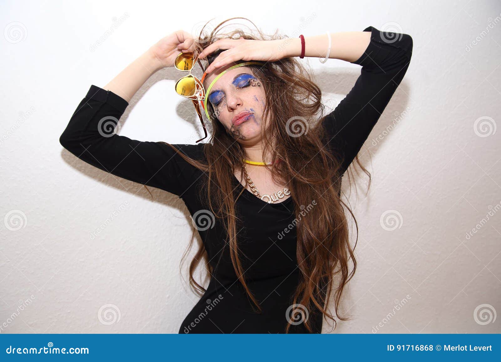 Drunk Girl Sleeping In The Park After The Party Royalty Free Stock