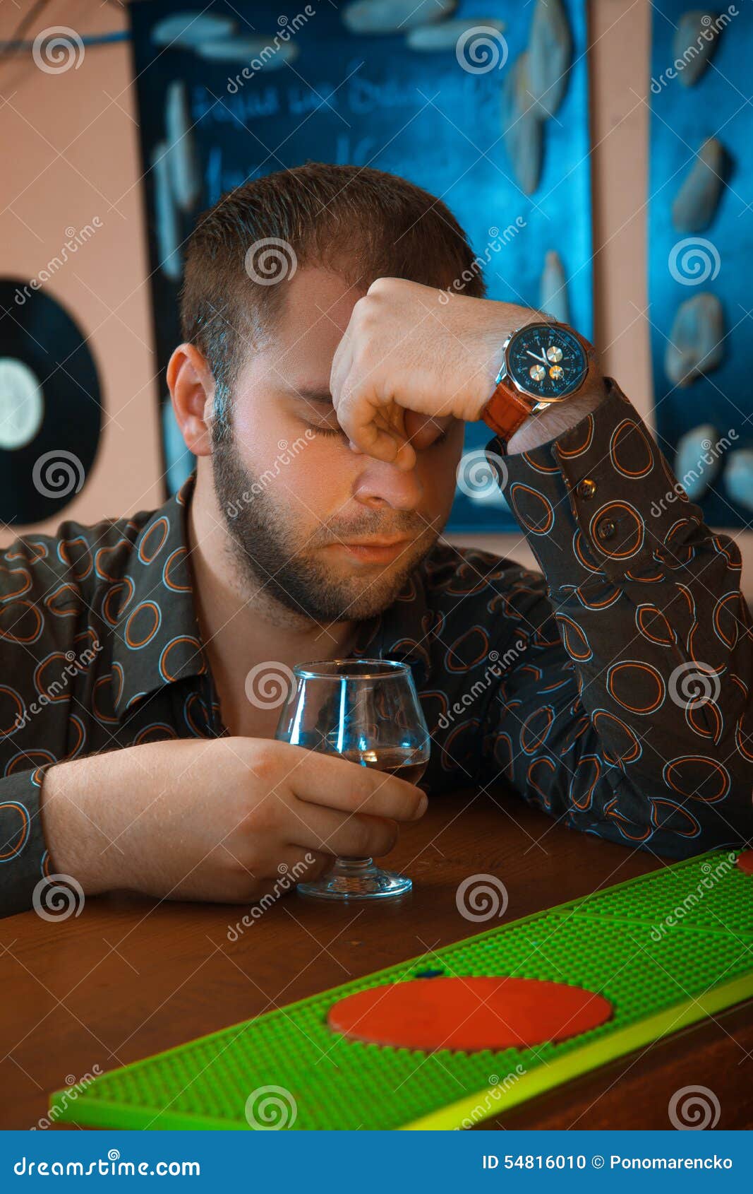 Drunk Guy at the Bar Drinking Cognac from Glass Stock Photo Image of