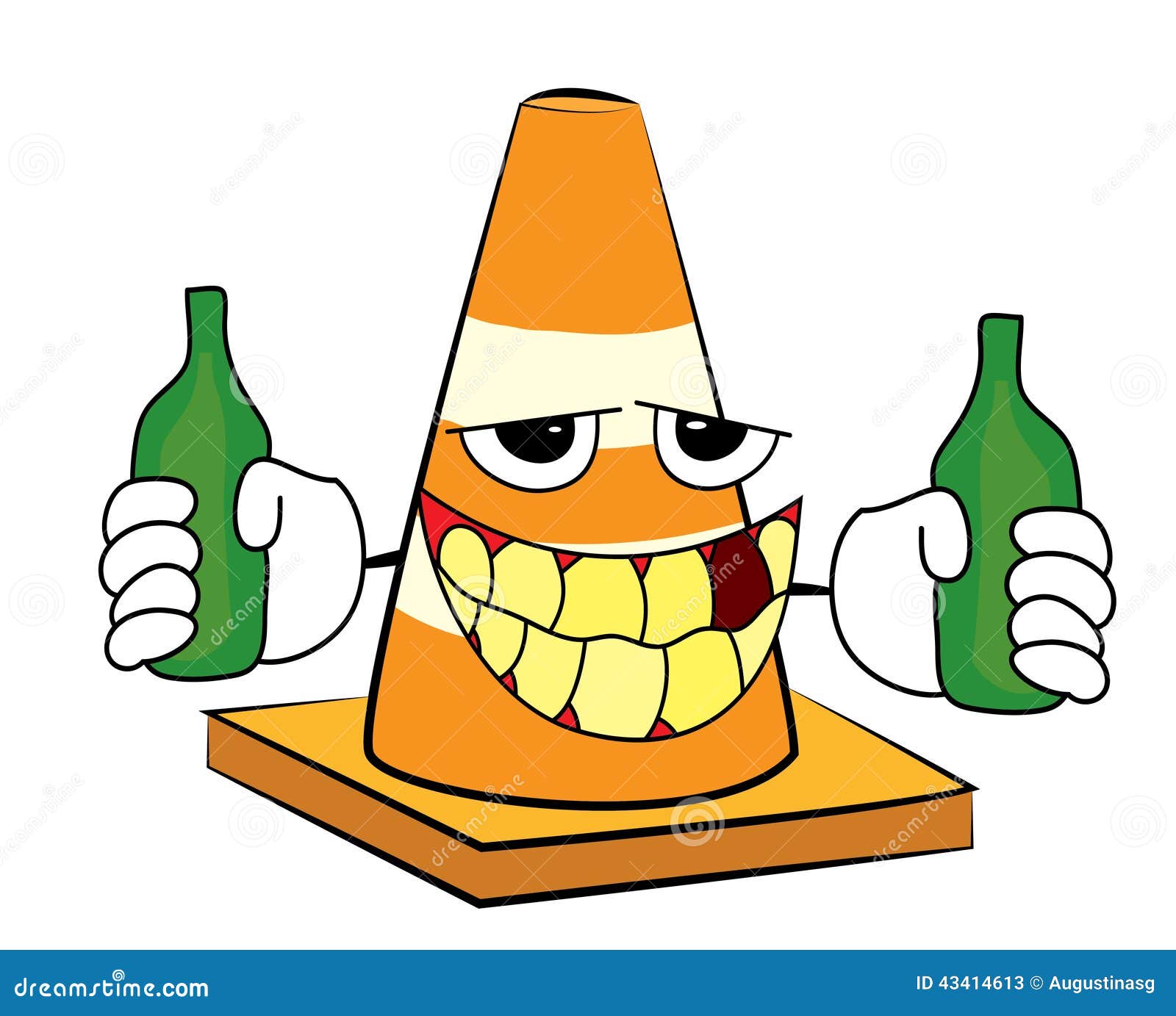 Drunk Road cone cartoon stock illustration. Illustration of background