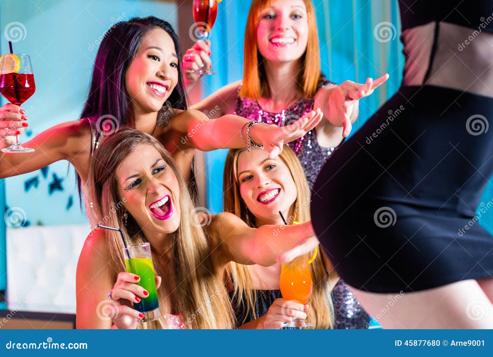 Drunk Women with Fancy Cocktails in Strip Club Stock Photo - Image of  striptease, stripper: 45877680