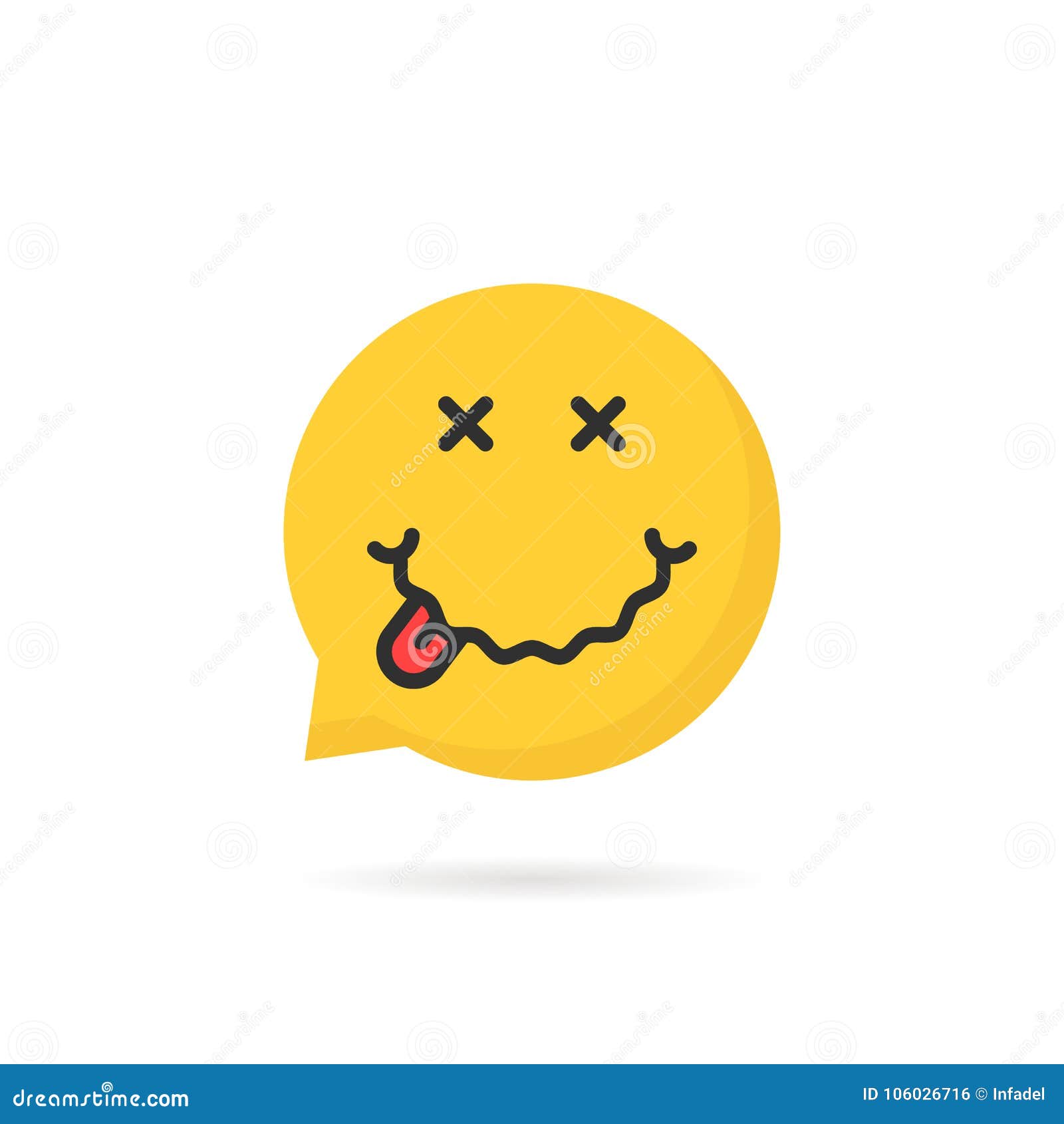 Drunk Yellow Emoji Speech Bubble Logo On White Stock Vector