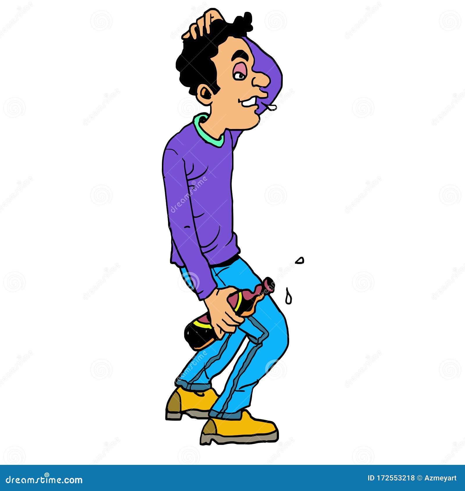 Drunken Man Walking Cartoon Stock Vector - Illustration of adult, color:  172553218