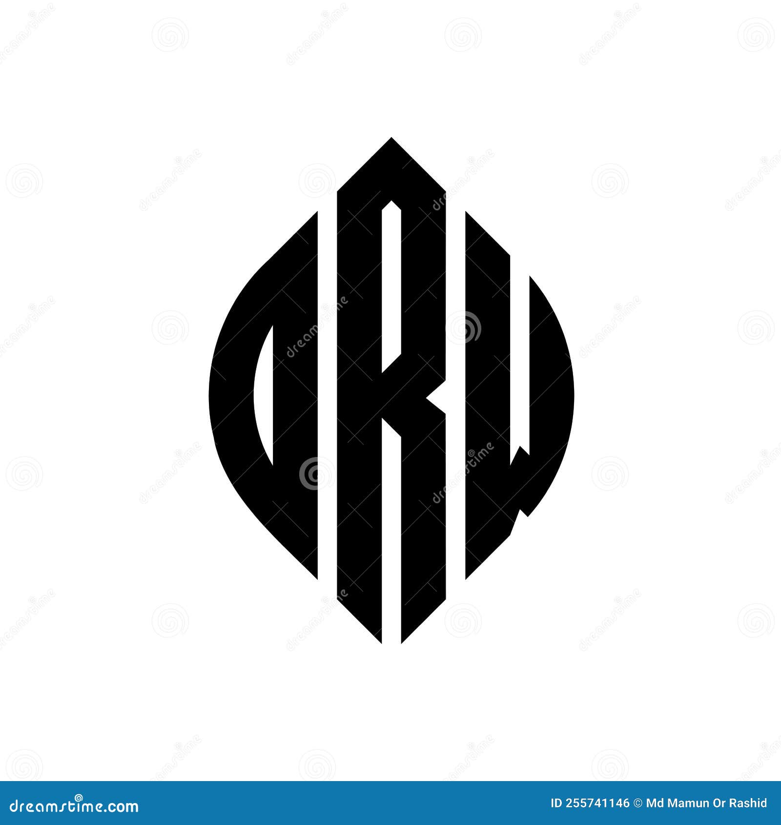drw circle letter logo  with circle and ellipse . drw ellipse letters with typographic style. the three initials form a