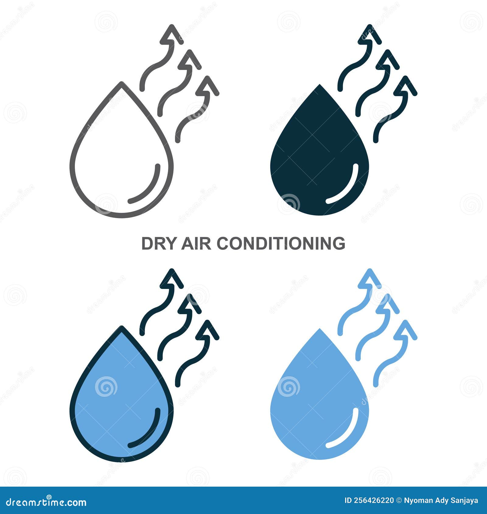 Dry Air Conditioning Icon Set Vector Image Isolated on White Stock