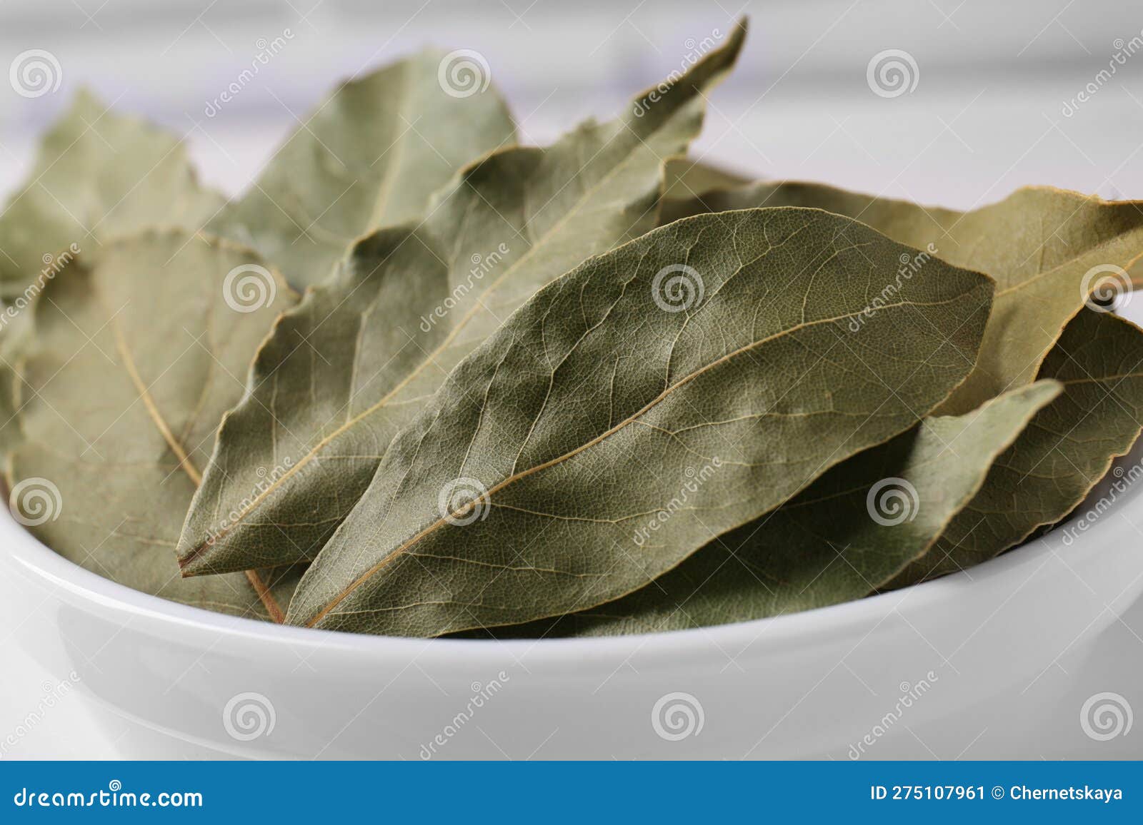 Dry Bay Leaves in White Bowl, Closeup Stock Image Image of aromatic