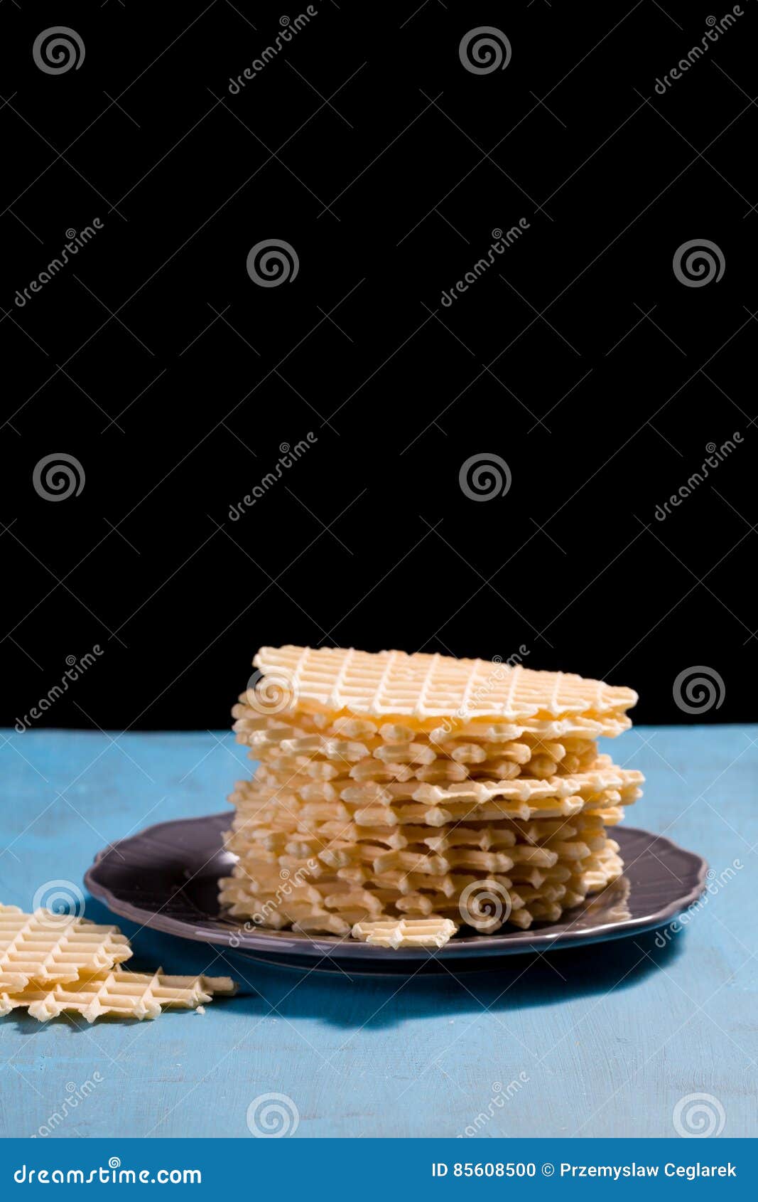 Dry belgian waffles. stock photo. Image of wooden, yellow 85608500