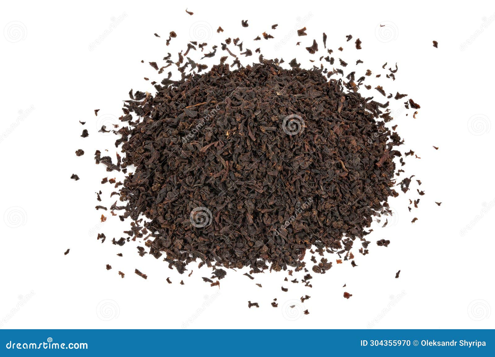 Dry Black Tea Leaves Isolated on White Background. Black Ceylon Tea