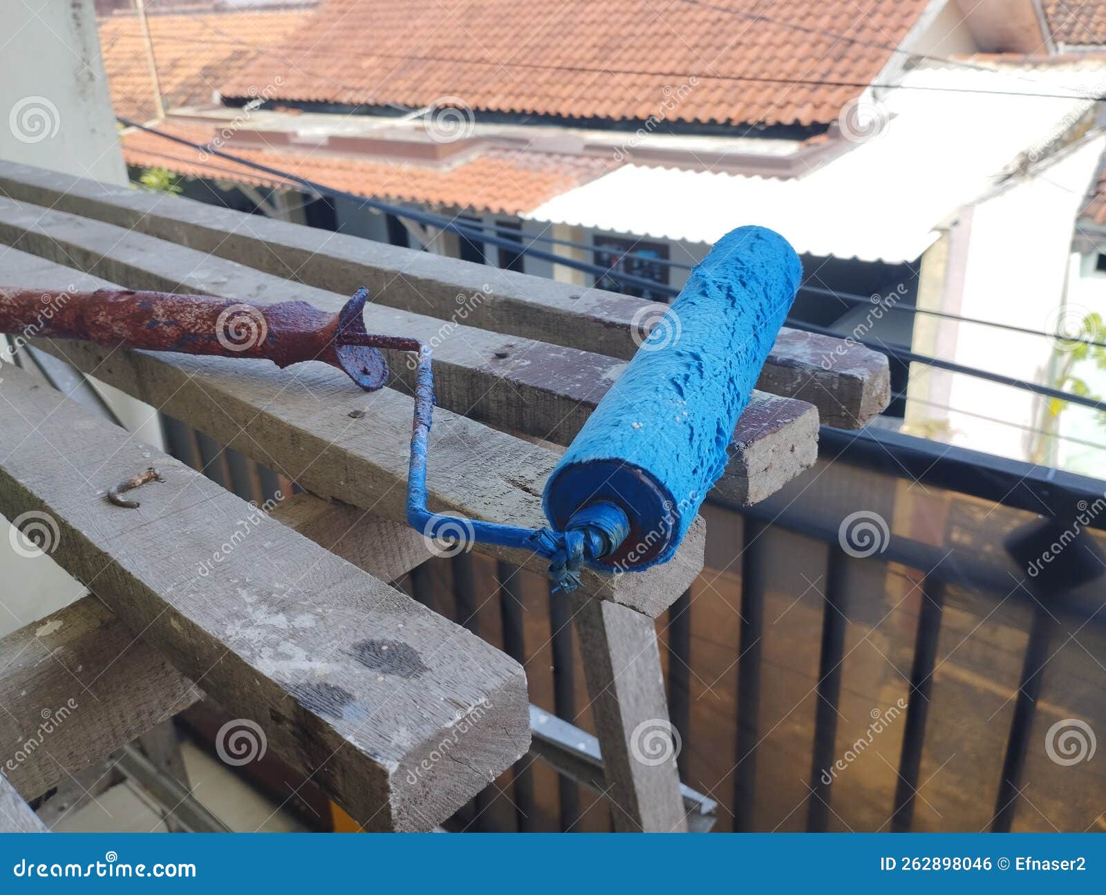 Dry Blue Wall Painting Brush Stock Photo - Image of brush, blue: 262898046