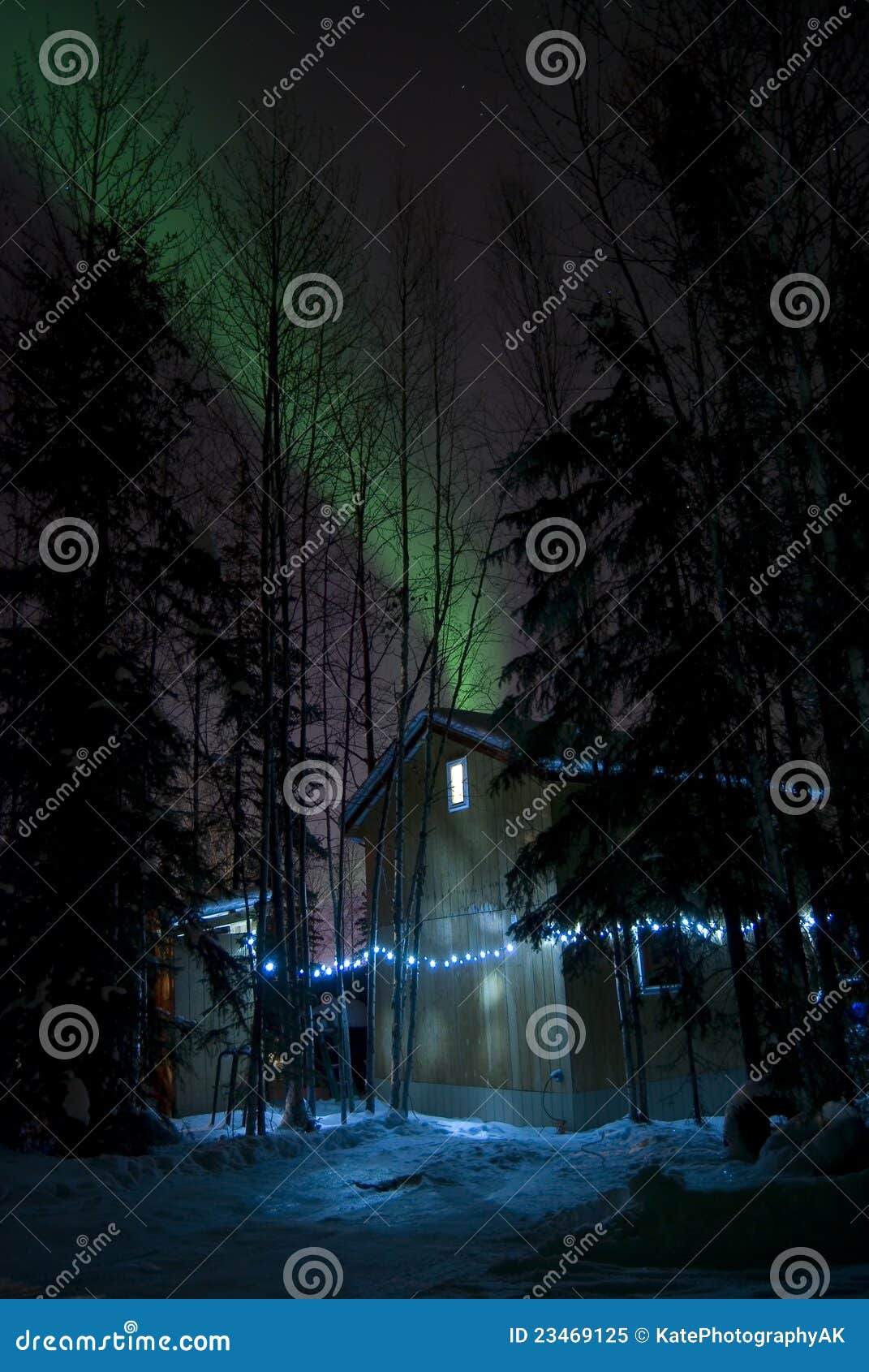 Dry Cabin with Northern Lights Stock Image Image of aurora, lights