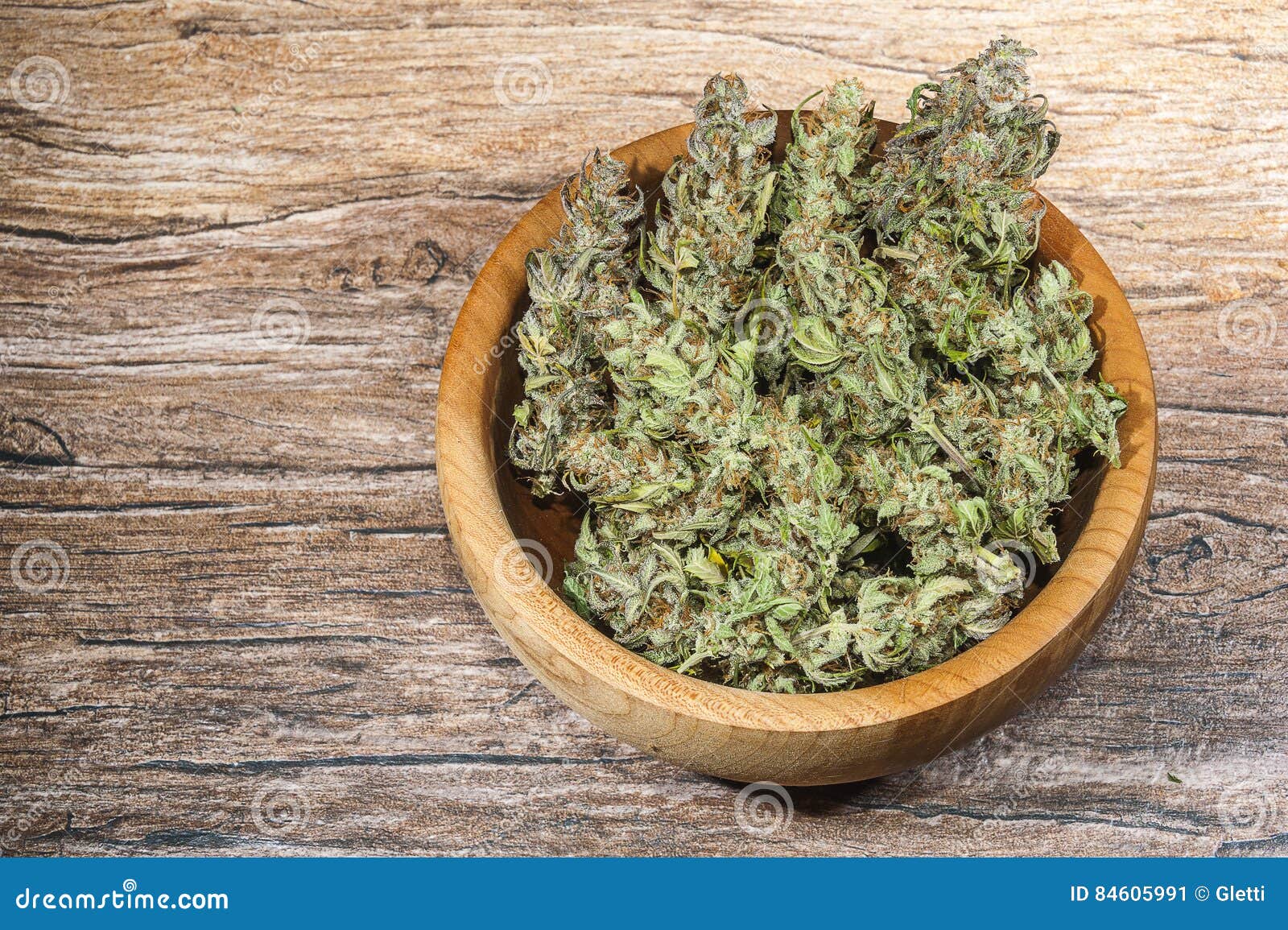 Dry Cannabis Buds in a Bowl Stock Image Image of bowl, wood 84605991