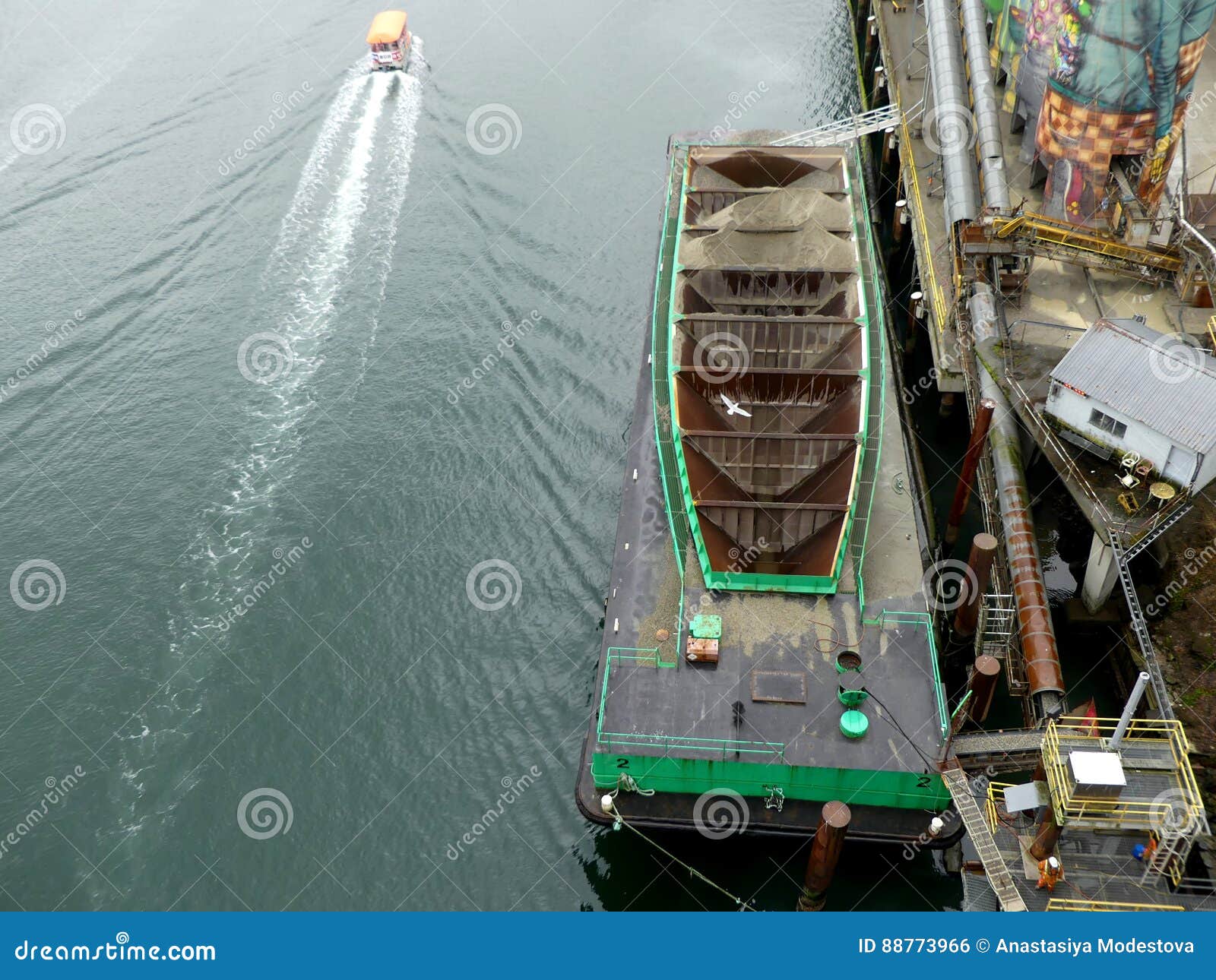 dry cargo ship cement aerial view