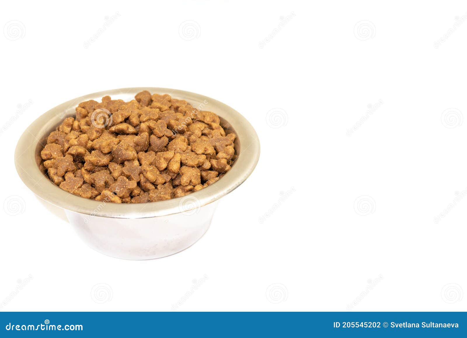 Dry cat food in a bowl stock photo. Image of dishware 205545202
