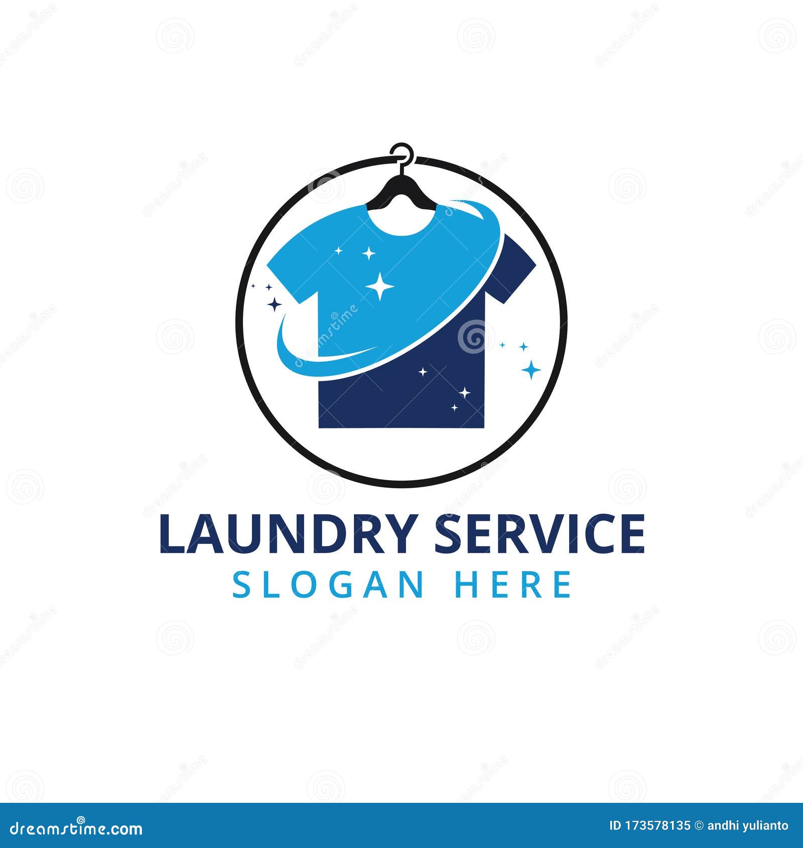 Dry and Clean Laundry Service Vector Logo Design Stock Illustration
