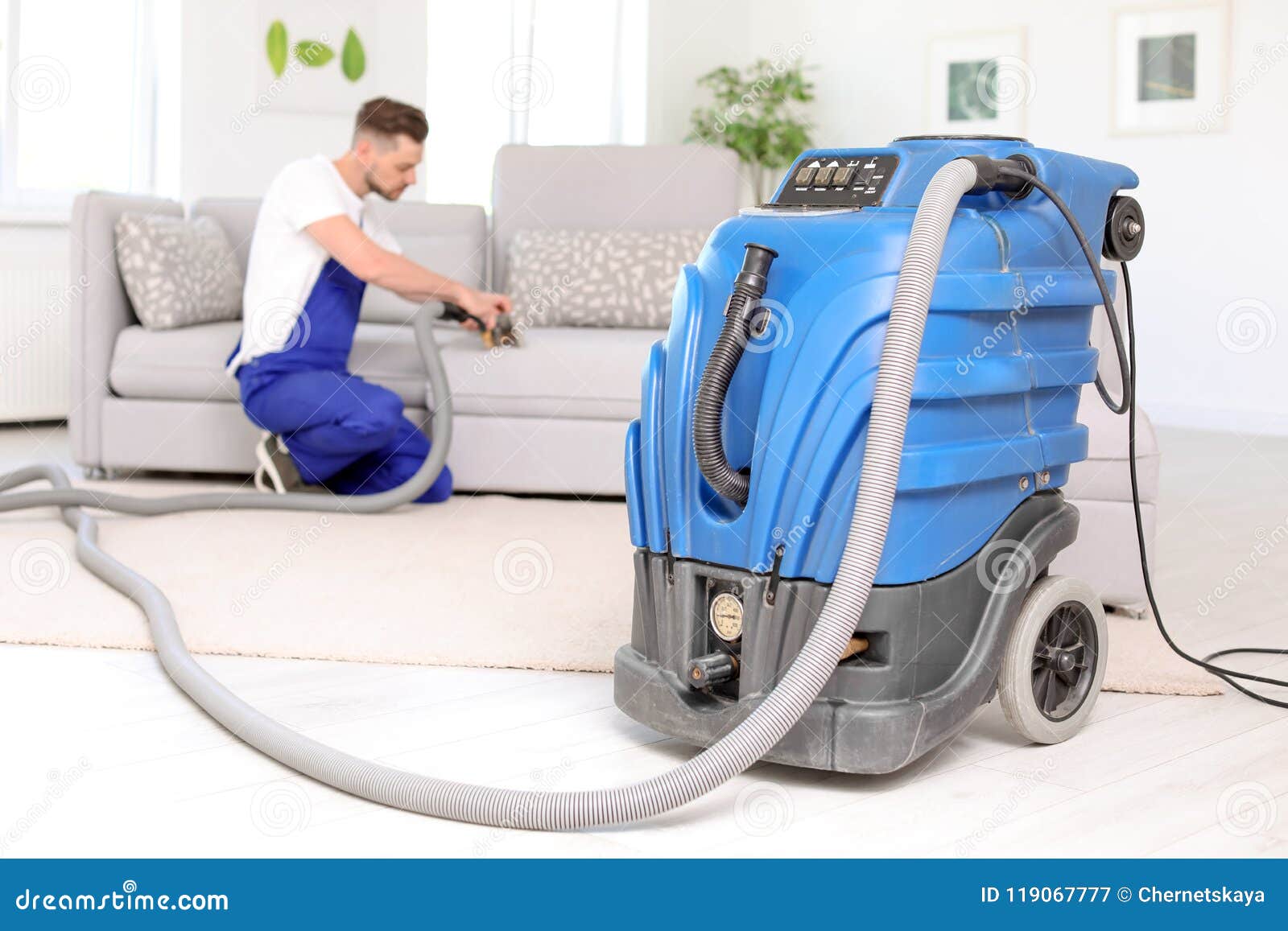 Dry Cleaning Machine And Male Worker Stock Image Image Of