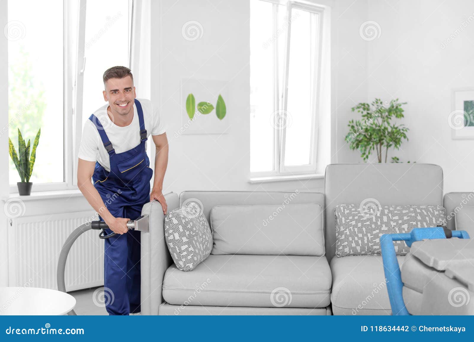 Komkommer Onderzoek Hick Dry Cleaning Worker Removing Dirt from Sofa Stock Photo - Image of  chemical, hygiene: 118634442