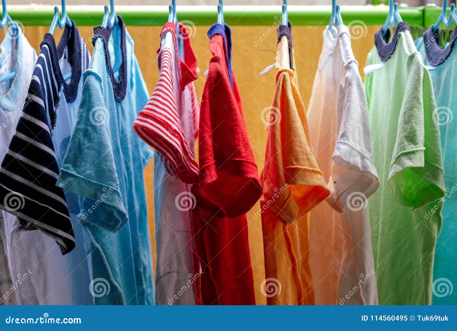 Dry Colorful Clothes in the Sun Stock Image Image of fabric, line