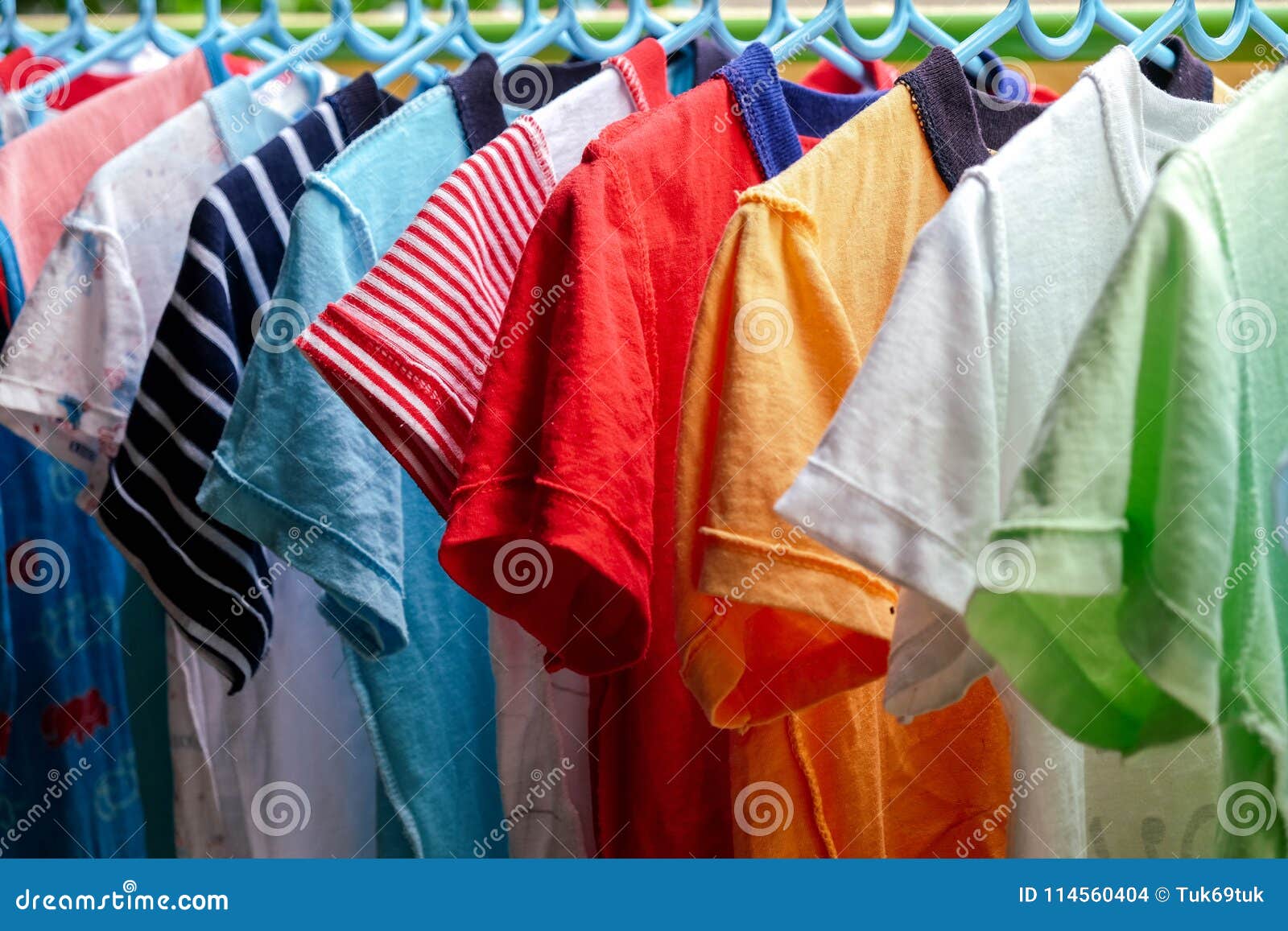 Dry Colorful Clothes in the Sun Stock Photo - Image of hanger, fabric ...