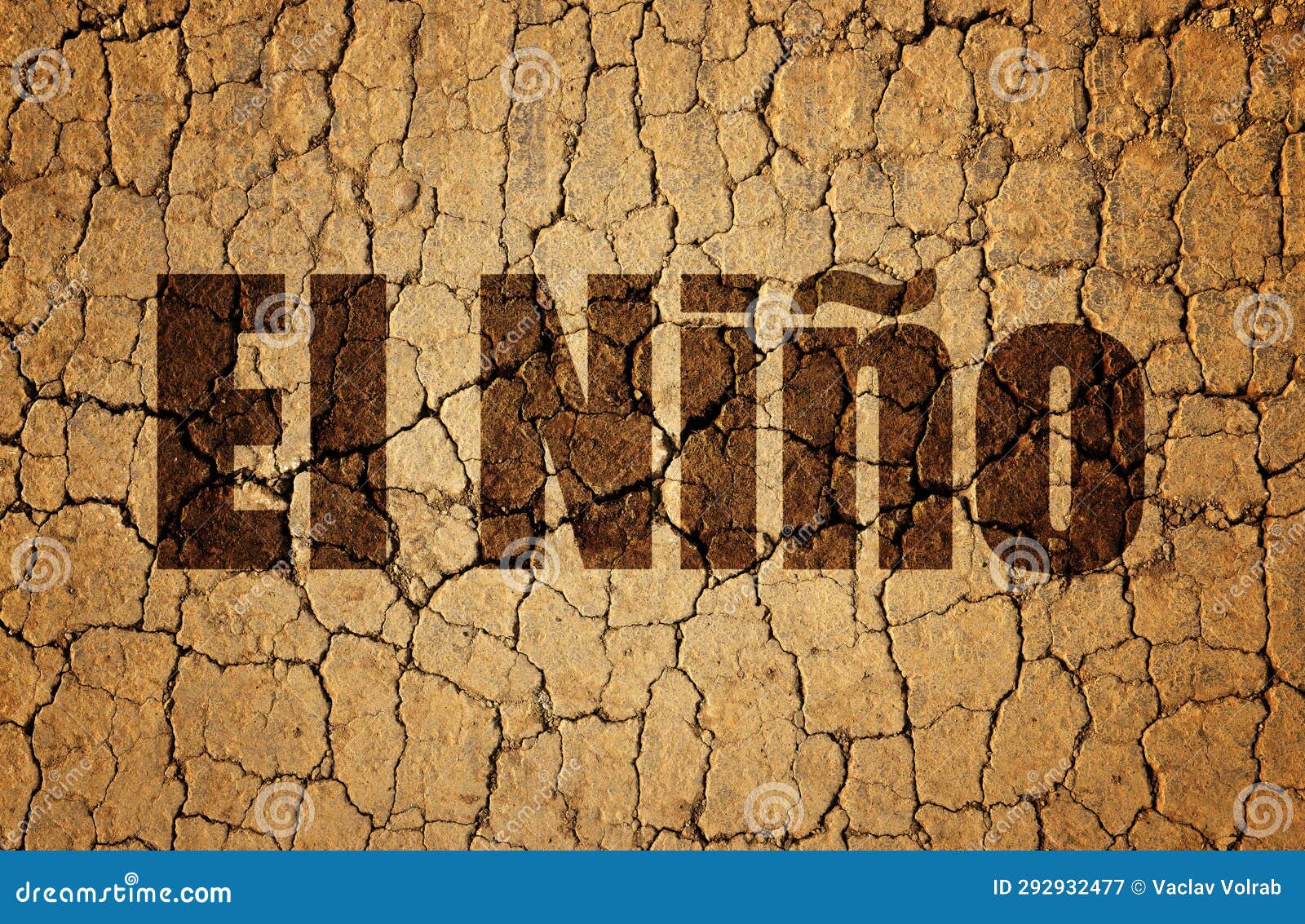 dry cracked soil with el nino text.