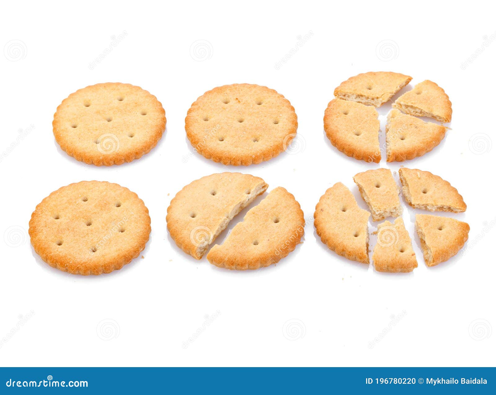 dry cracker cookies  on white background. saltines . top view, concept of food. close-up