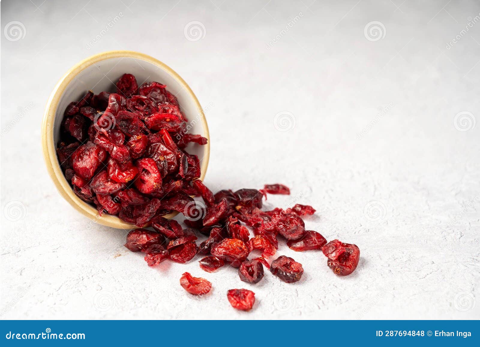 Dry Cranberries. Dehydrated Red Berry Snack in a Bowl. Copy Paste. Stock Photo Image of