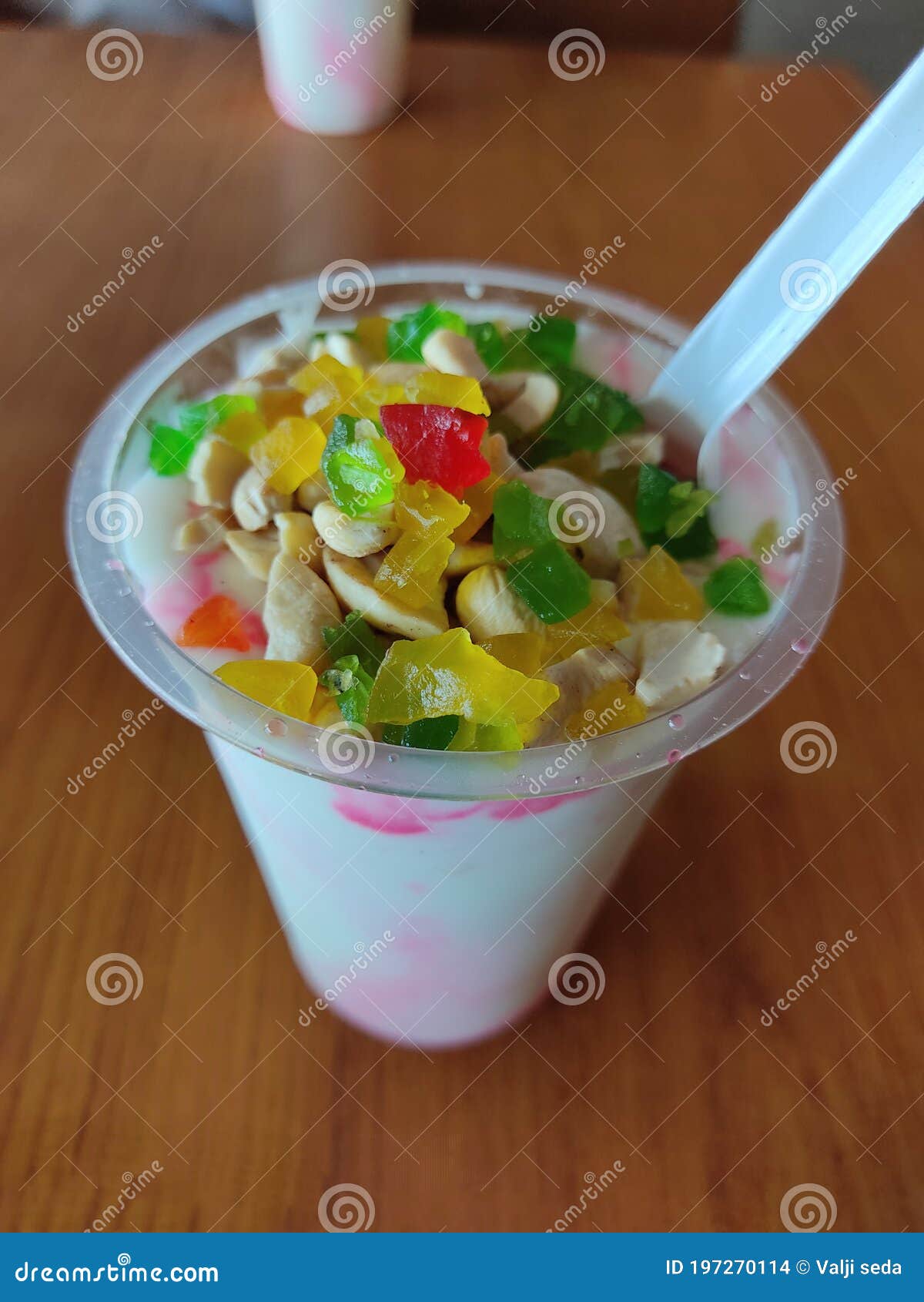 Dry Fruit Juice in Plastic Glass on Table. Stock Photo Image of dish
