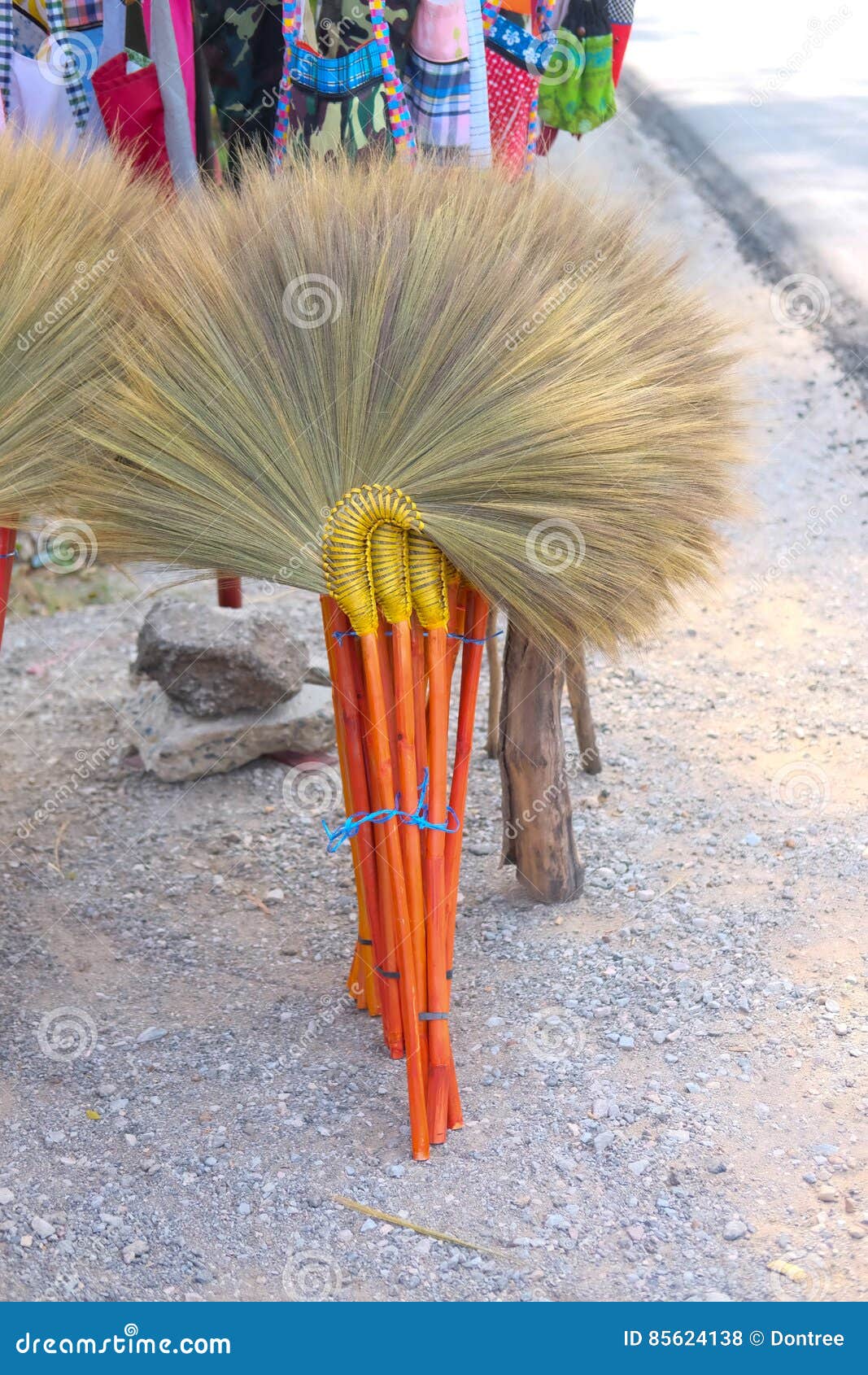Dry Grass Broom Hand Made in Thailand. Stock Photo Image of natural