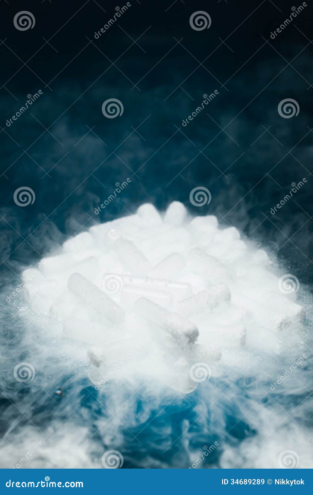 dry ice with vapor