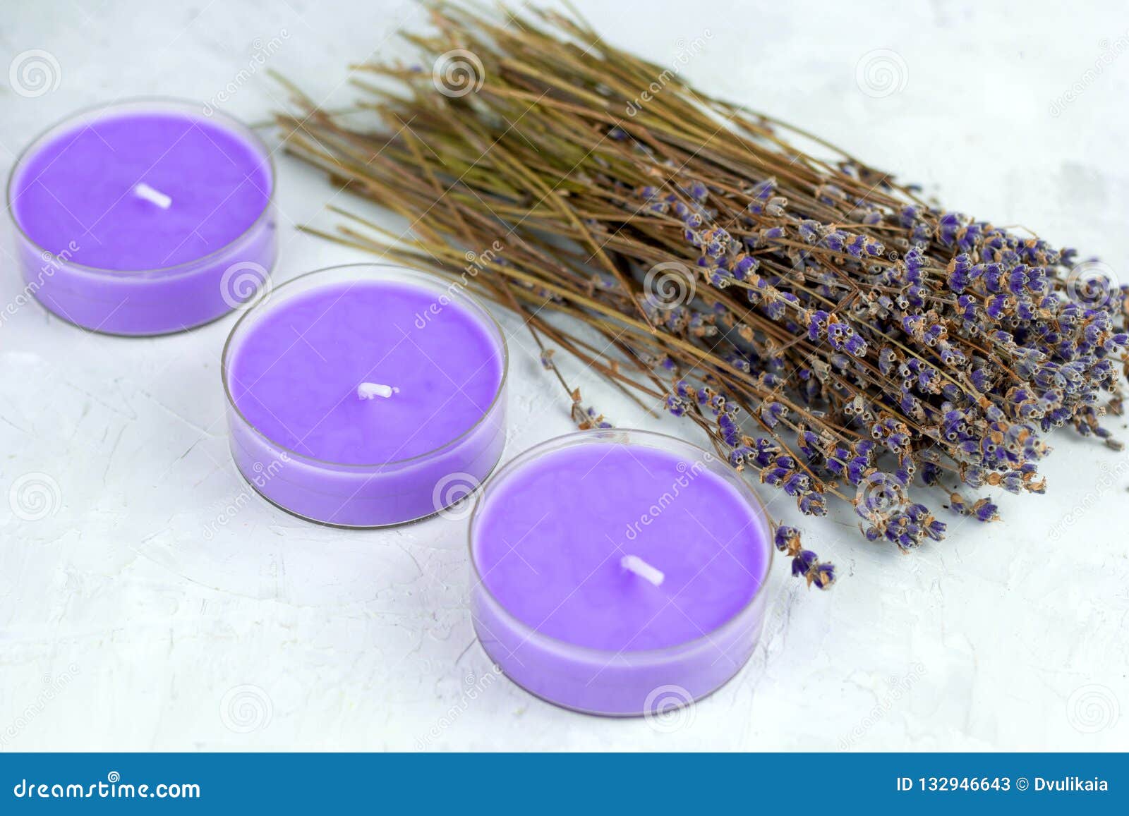 Lavender Flowers and Candles Stock Image Image of product, natural