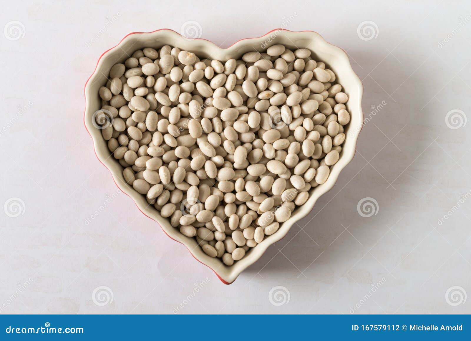 Uncooked Navy Beans in a Heart Shaped Bowl Stock Photo Image of