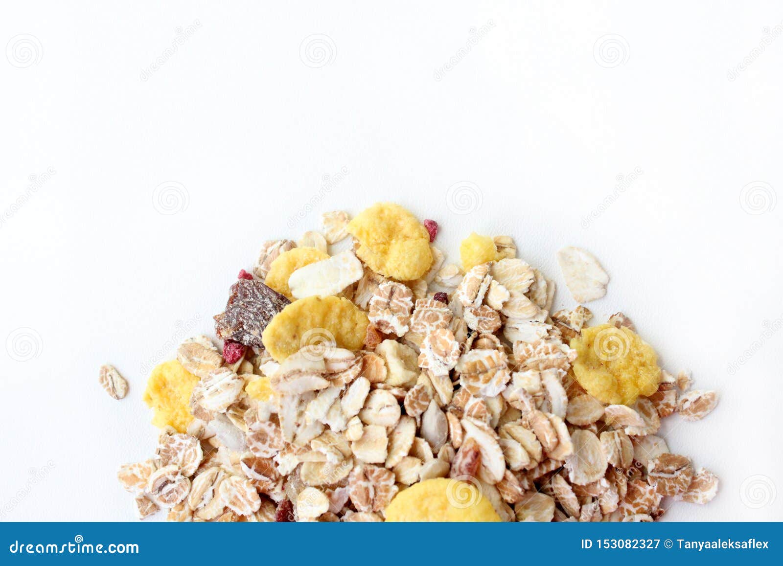 Dry Oatmeal. Oatmeal with Nuts, Cornflakes and Raisins. Stock Image ...