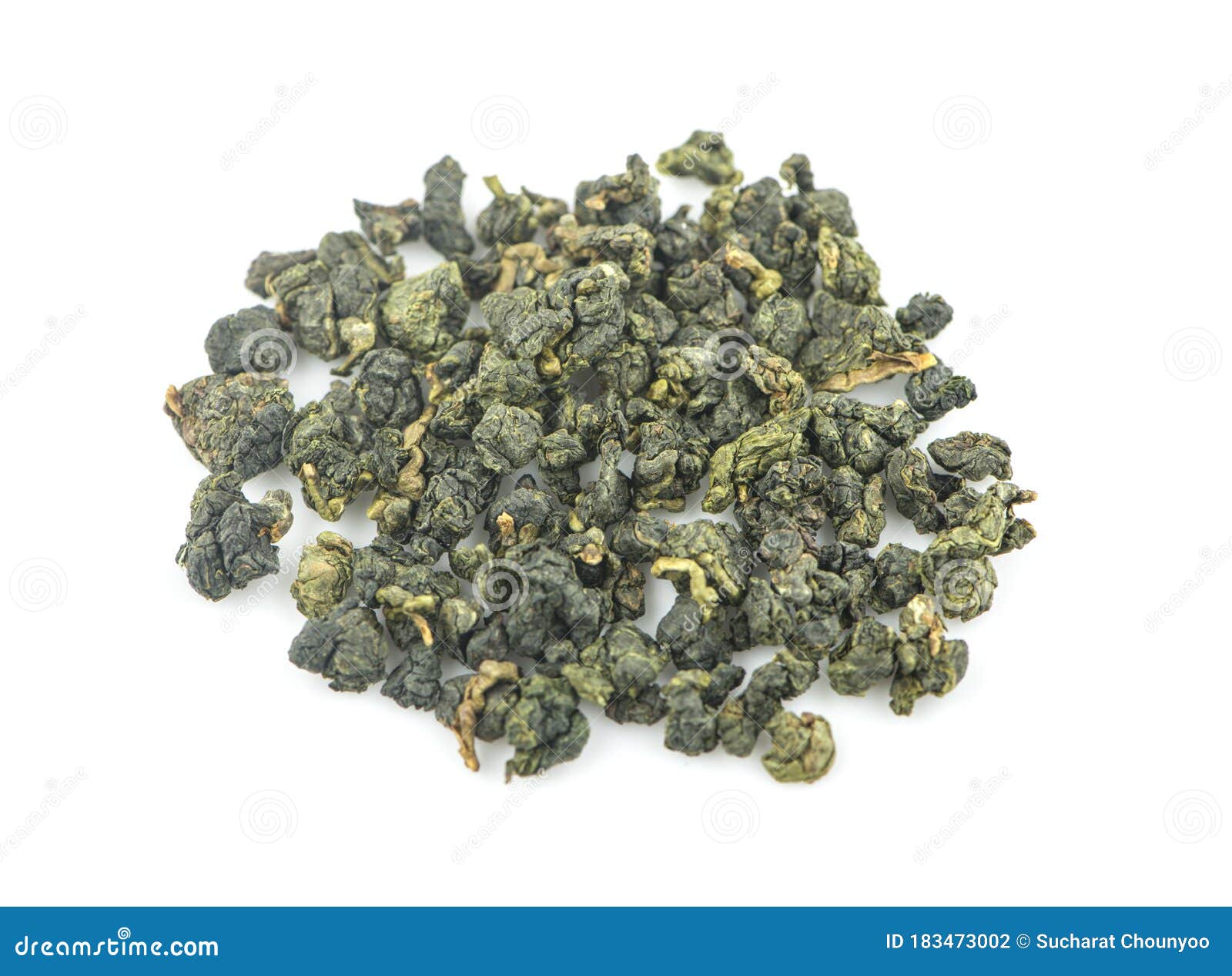 Dry Oolong Tea Leaves an Isolated on White Background Stock Photo