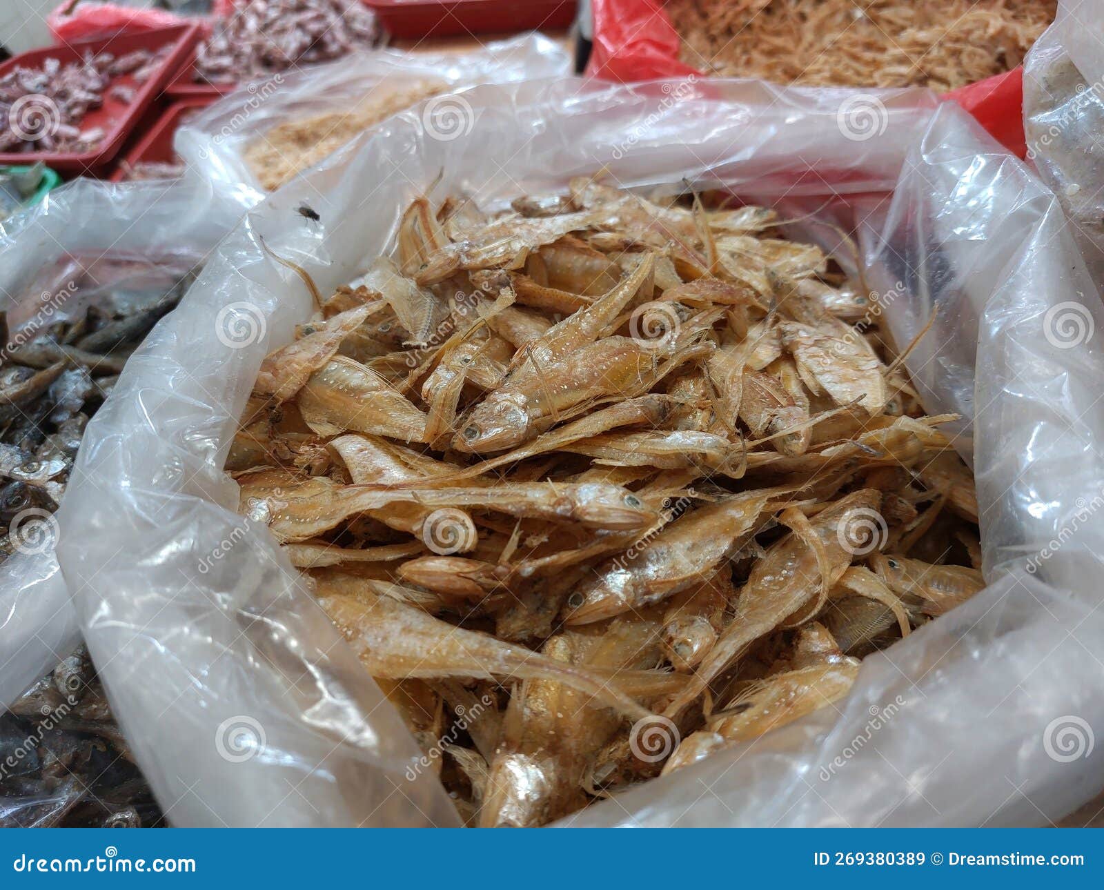 dry salted cod fish display at traditional market