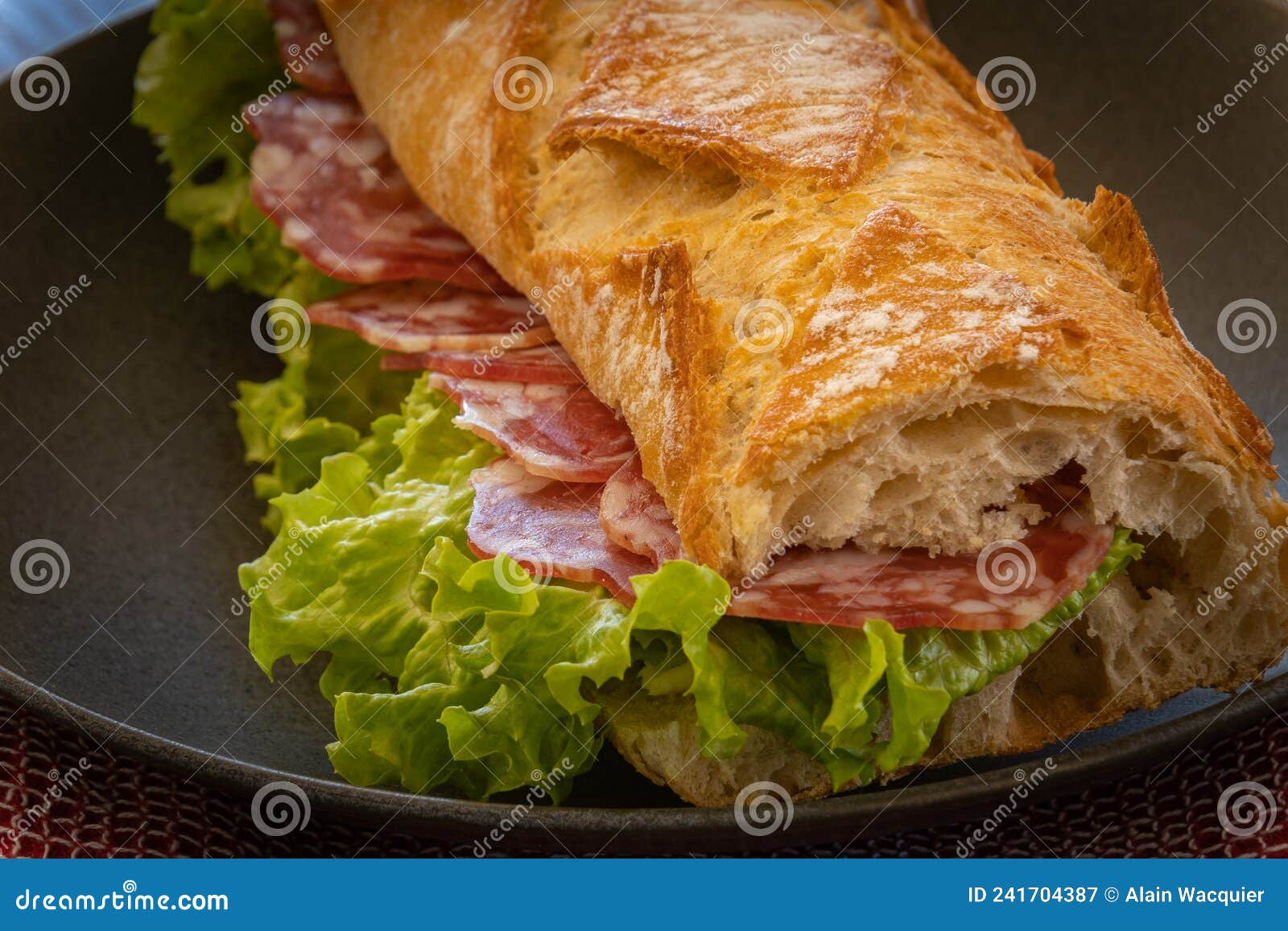 Dry Sausage Sandwich on a Plate Stock Image Image of rosette, meat