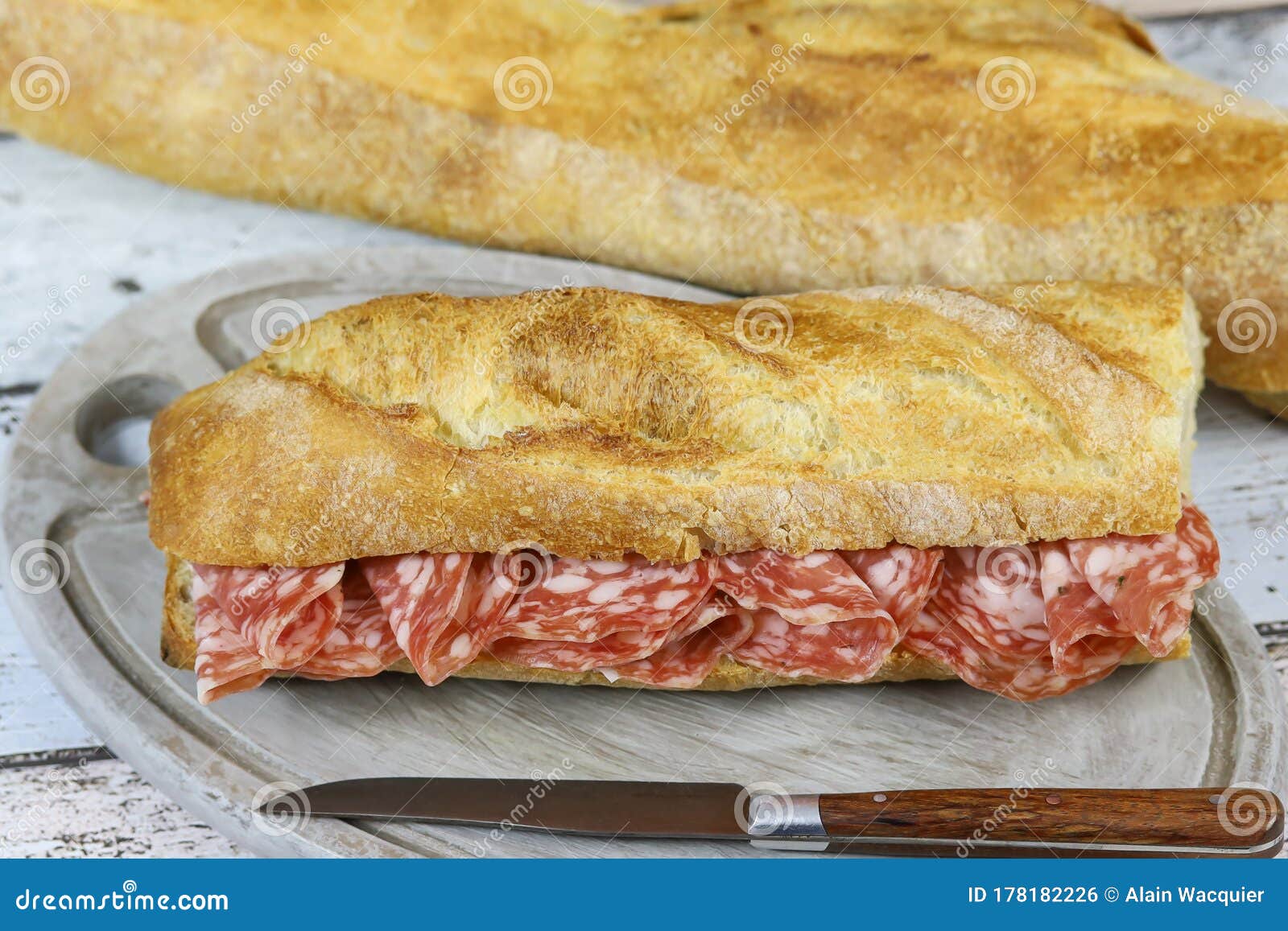 Dry sausage sandwich stock photo. Image of sandwich 178182226
