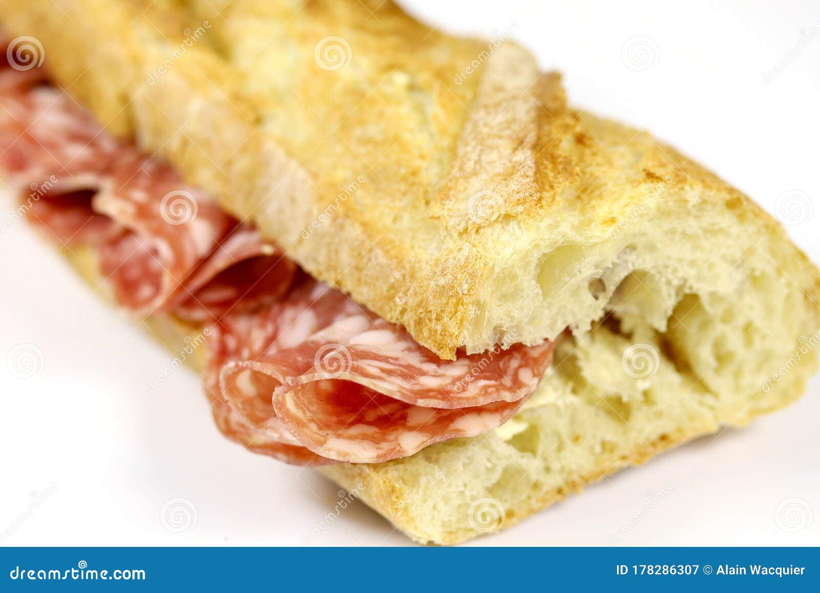 Dry sausage sandwich stock image. Image of cold, snacks 178286307