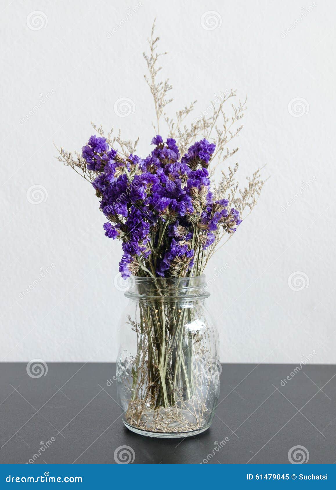 Dry Statice Flower in Glass Stock Image - Image of violet, arrangement ...