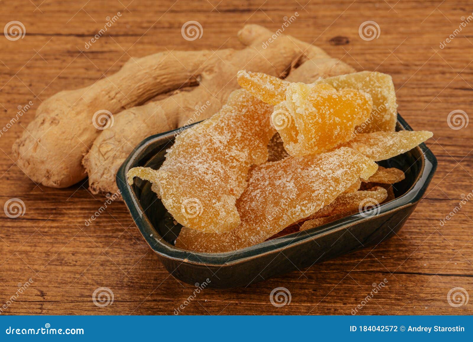 Dry Sweet Ginger in the Bowl Stock Photo Image of vegetable, portion