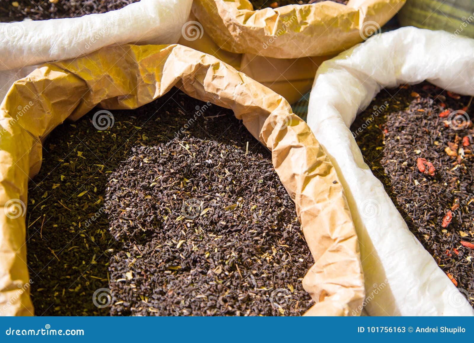 Dry Tea Leaves on the Market As a Background Stock Image Image of