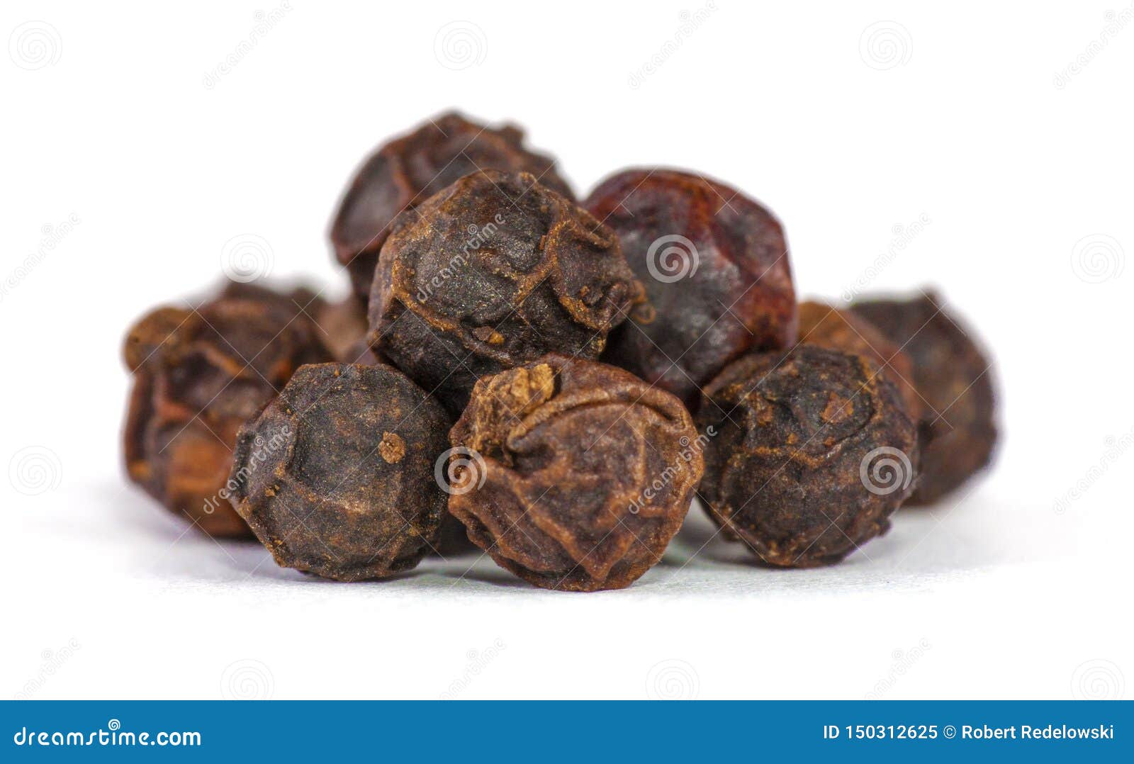 Dryed Berries of Black Pepper on White Background. Stock Image Image