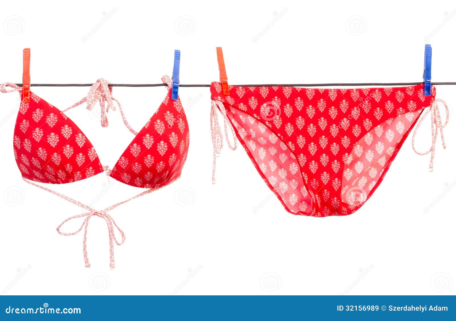 Red Women Underwear with Lace Isolated on White Background. Red