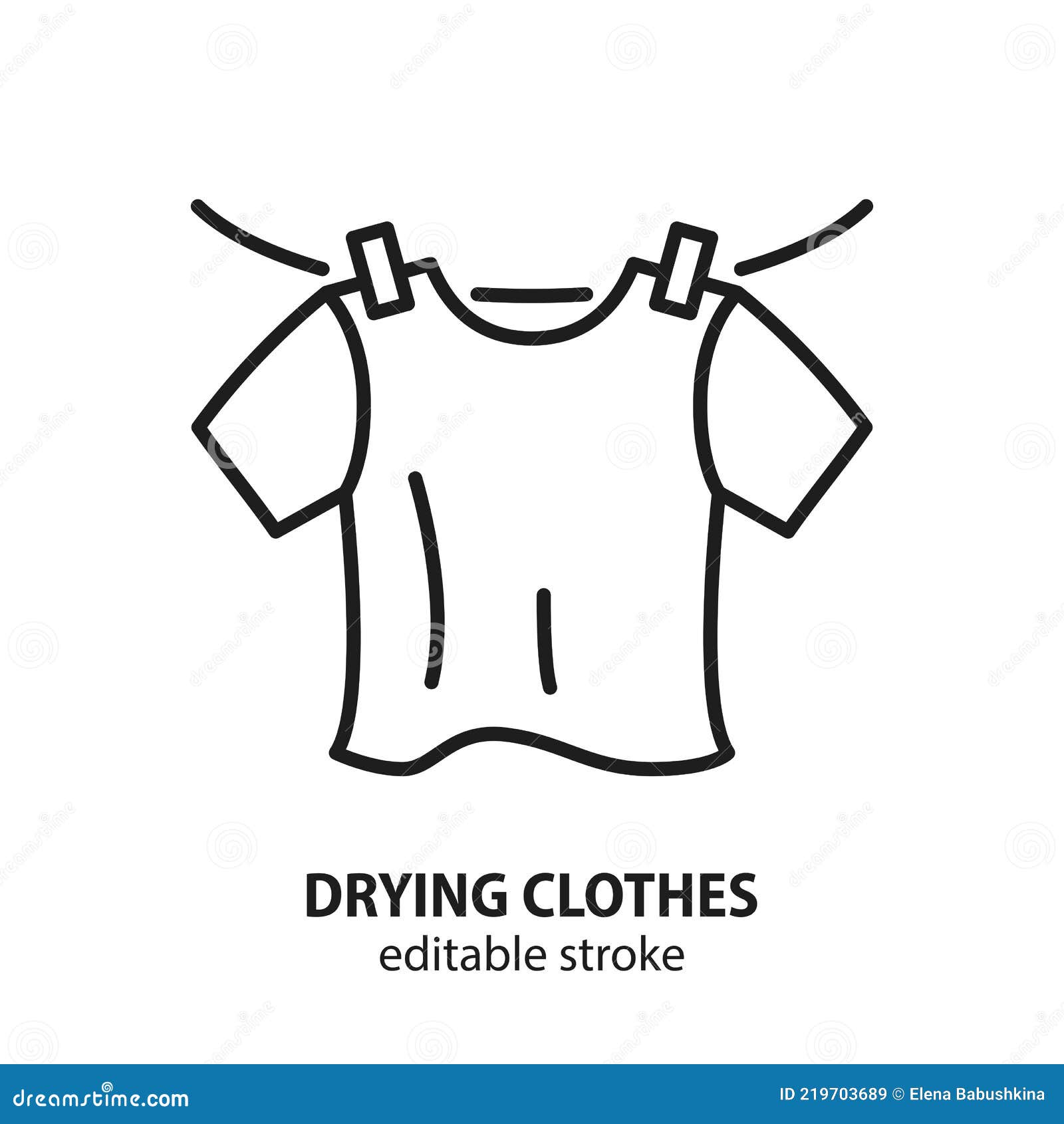 Drying Clothes Line Vector Icon. Editable Stroke Stock Vector ...